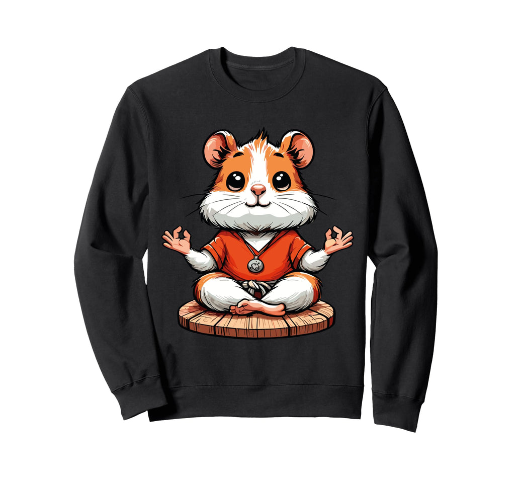 Meditation Hamster Yoga Pose Relaxing Sweatshirt - Trendy Graphic Unisex - T-Shirt, Sweatshirt, Hoodie