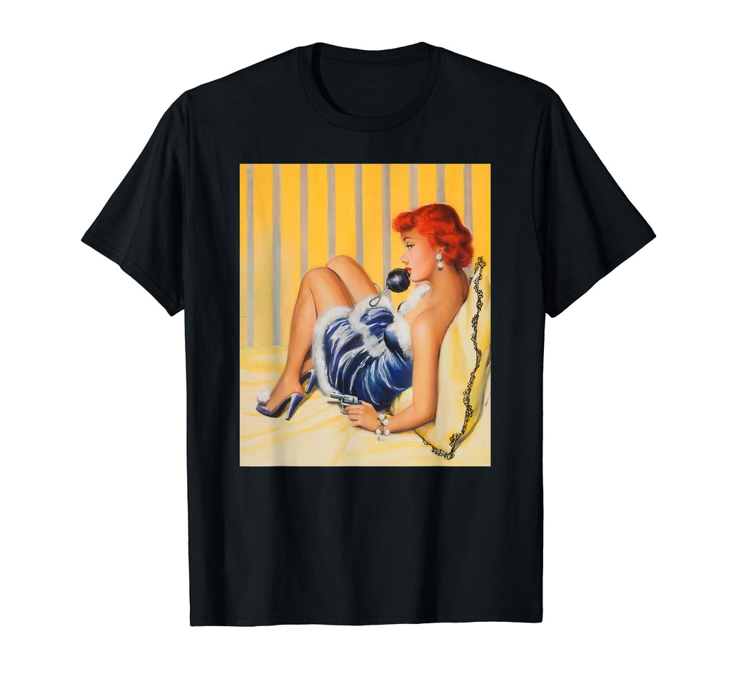 Pin Up Hot Redhead Ginger Heels Pinup T-Shirt - Graphic Print for Adults - T-Shirt, Sweatshirt, Hoodie
