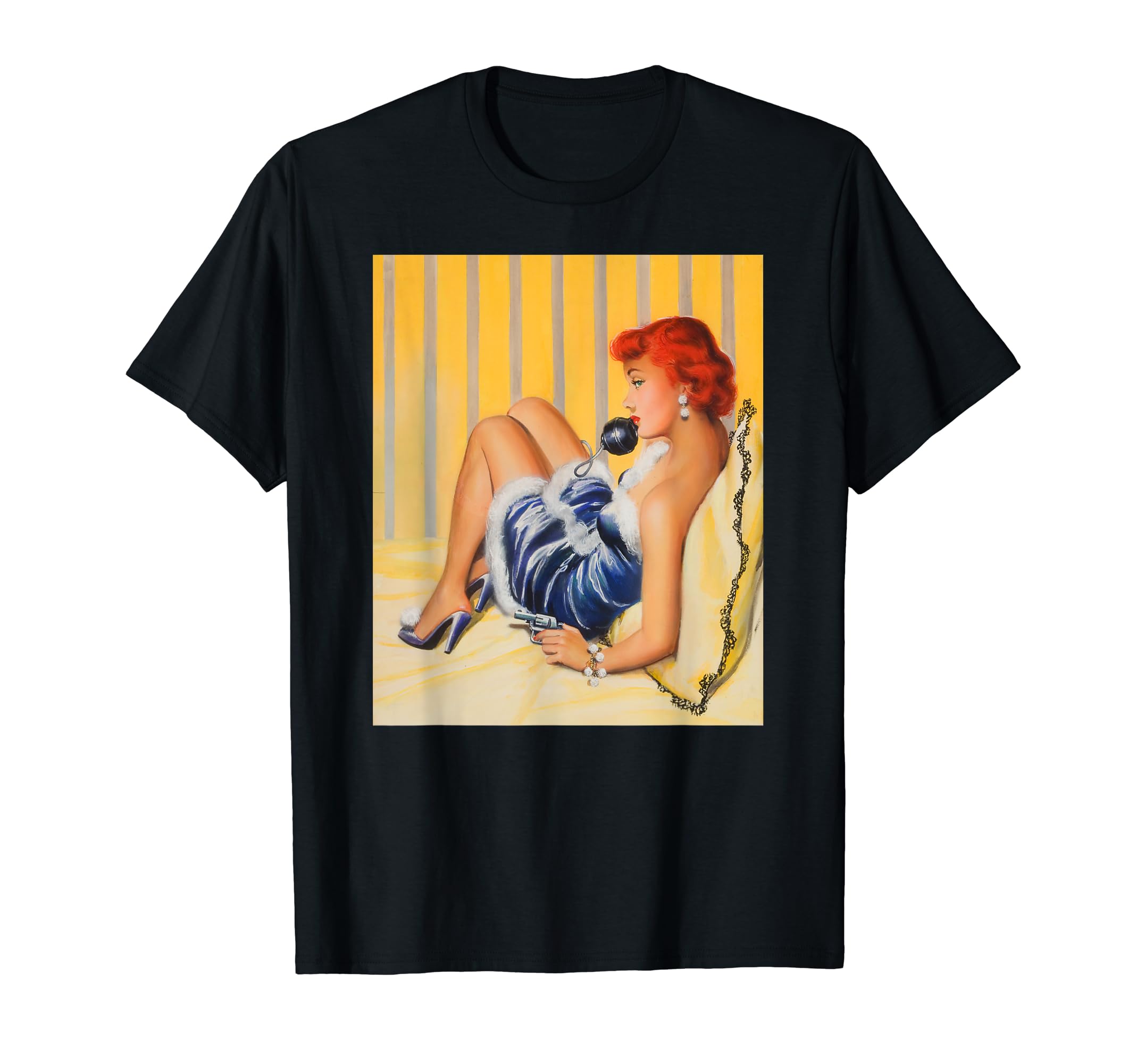 Pin Up Hot Redhead Ginger Heels Pinup T-Shirt - Graphic Print for Adults - T-Shirt, Sweatshirt, Hoodie