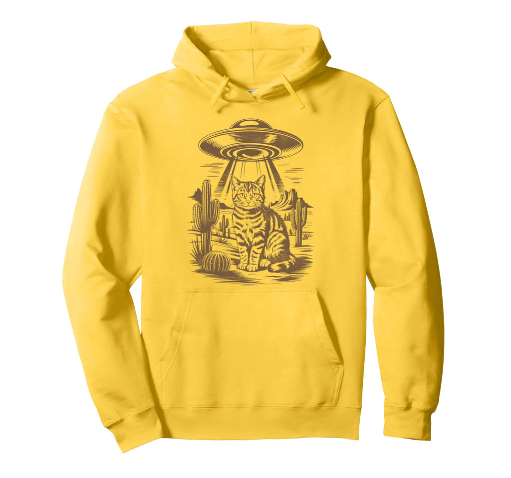 Funny Cat Western Ufo Cowboy Cat Hoodie - Trendy Graphic Men Women - T-Shirt, Sweatshirt, Hoodie