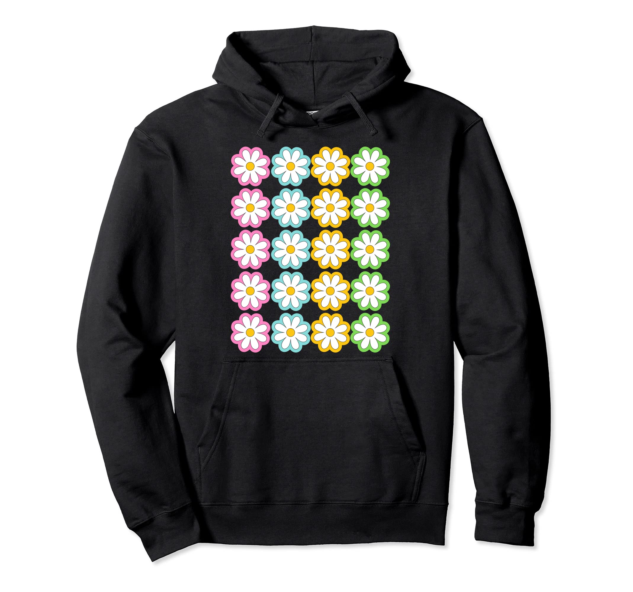 Daisy Pattern Daisys Boho Multicolor Hoodie - Unique Graphic for Adults - T-Shirt, Sweatshirt, Hoodie