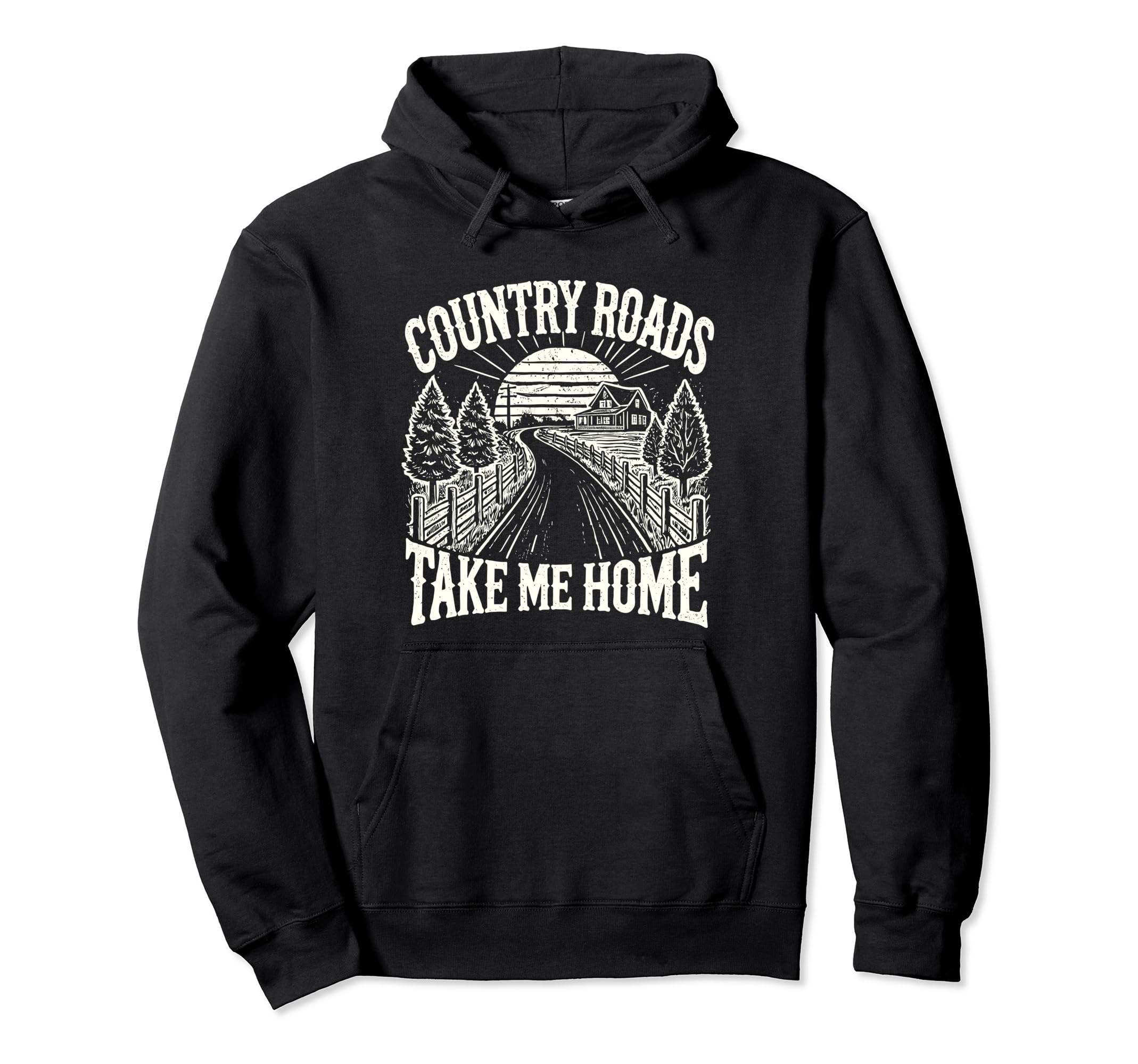 Country Roads Take Me Home Cowboy Hoodie - Minimalist Print Men Women - T-Shirt, Sweatshirt, Hoodie