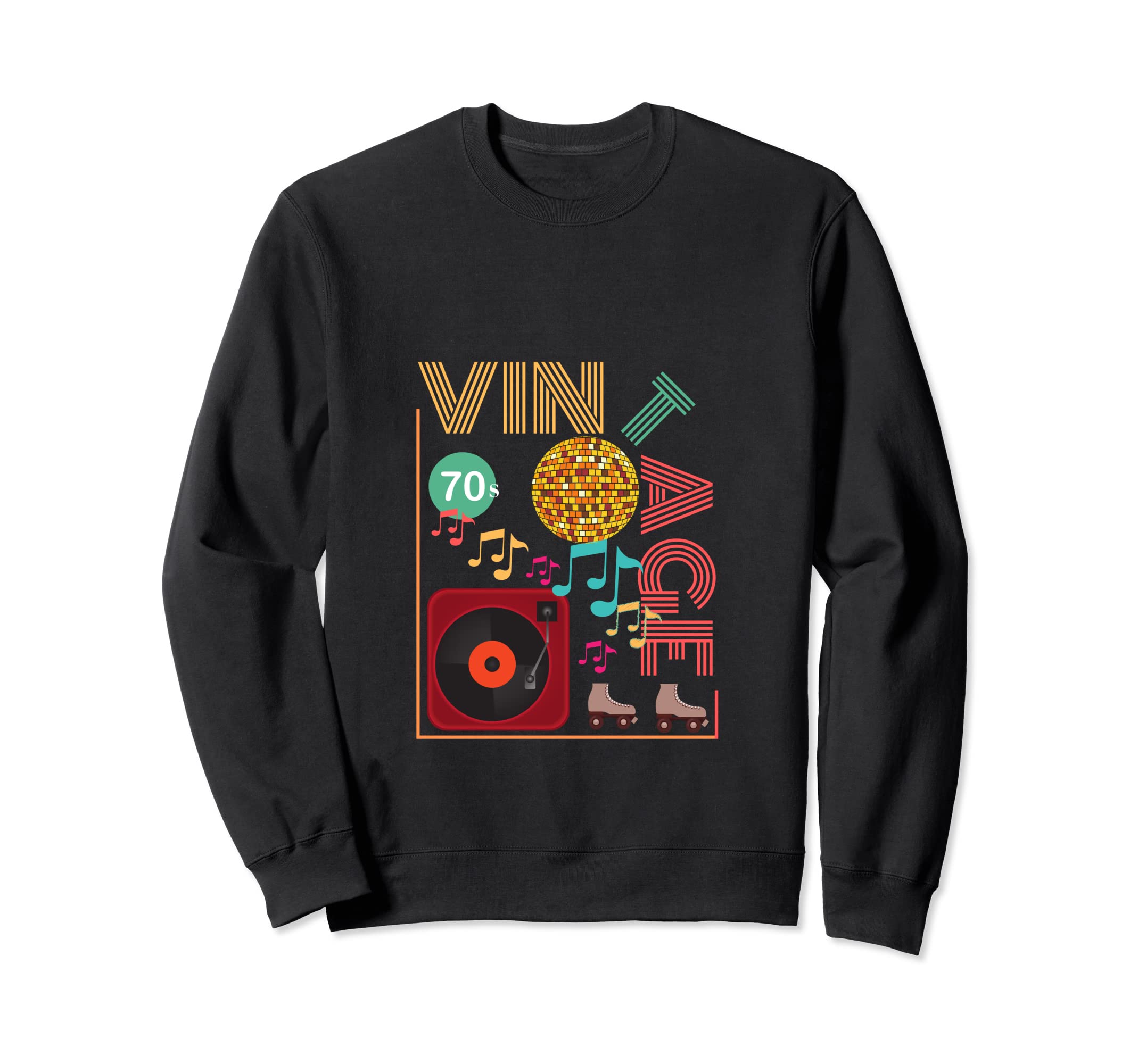 70S Music Disco Ball Roller Sweatshirt - Minimalist Print for Adults - T-Shirt, Sweatshirt, Hoodie
