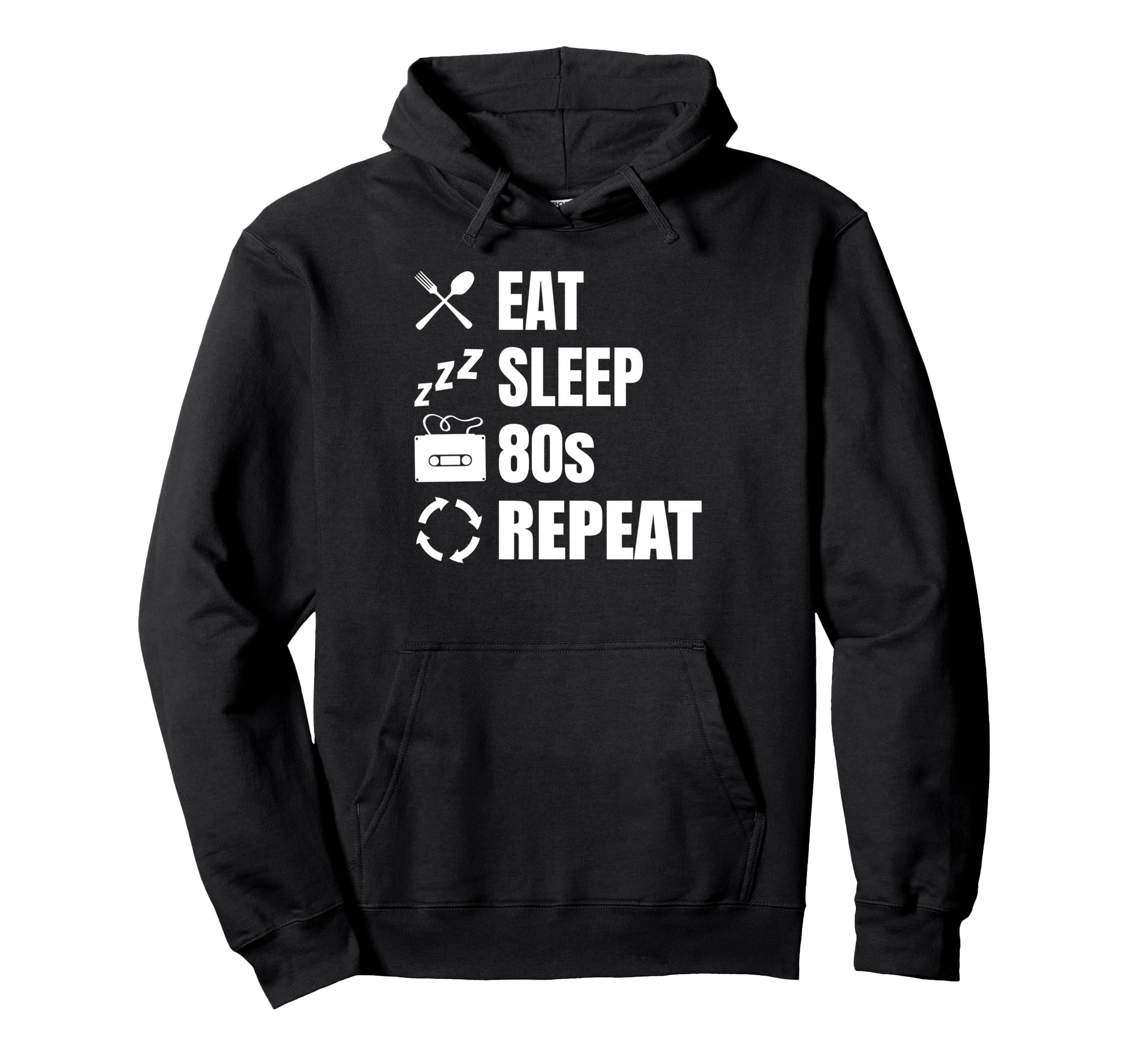 Eat Sleep 80S Repeat Lover Synthwave Hoodie - Aesthetic Graphic Unisex - T-Shirt, Sweatshirt, Hoodie