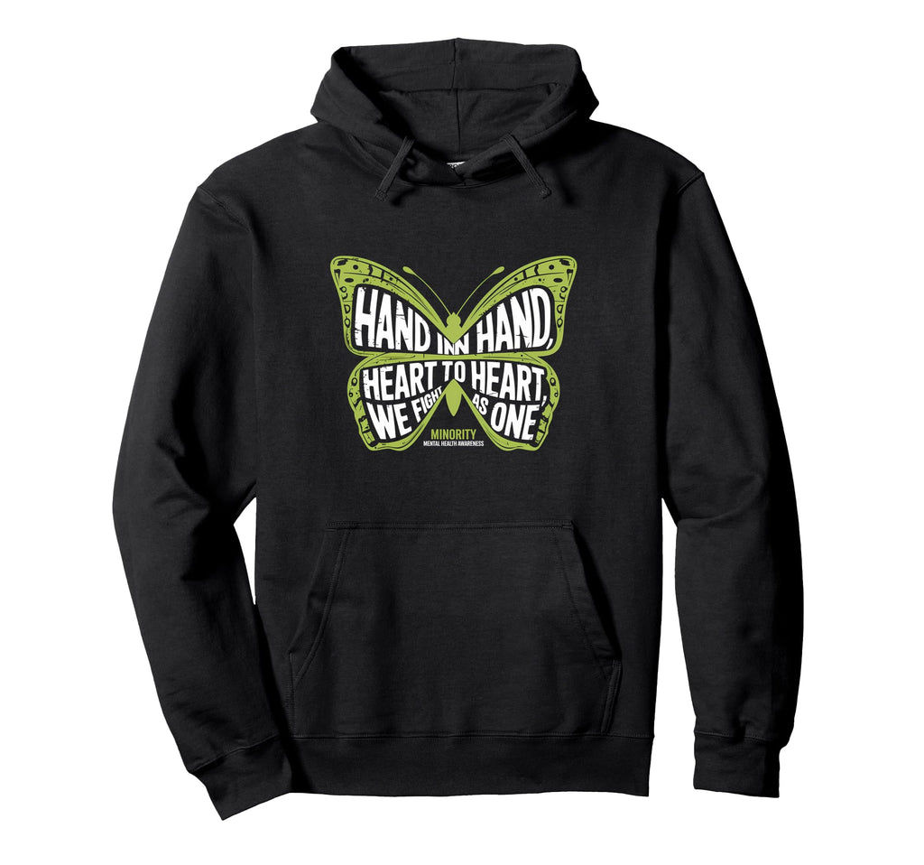 Hand Hand Butterfly Minority Mental Hoodie - Custom Art Print for Adults - T-Shirt, Sweatshirt, Hoodie