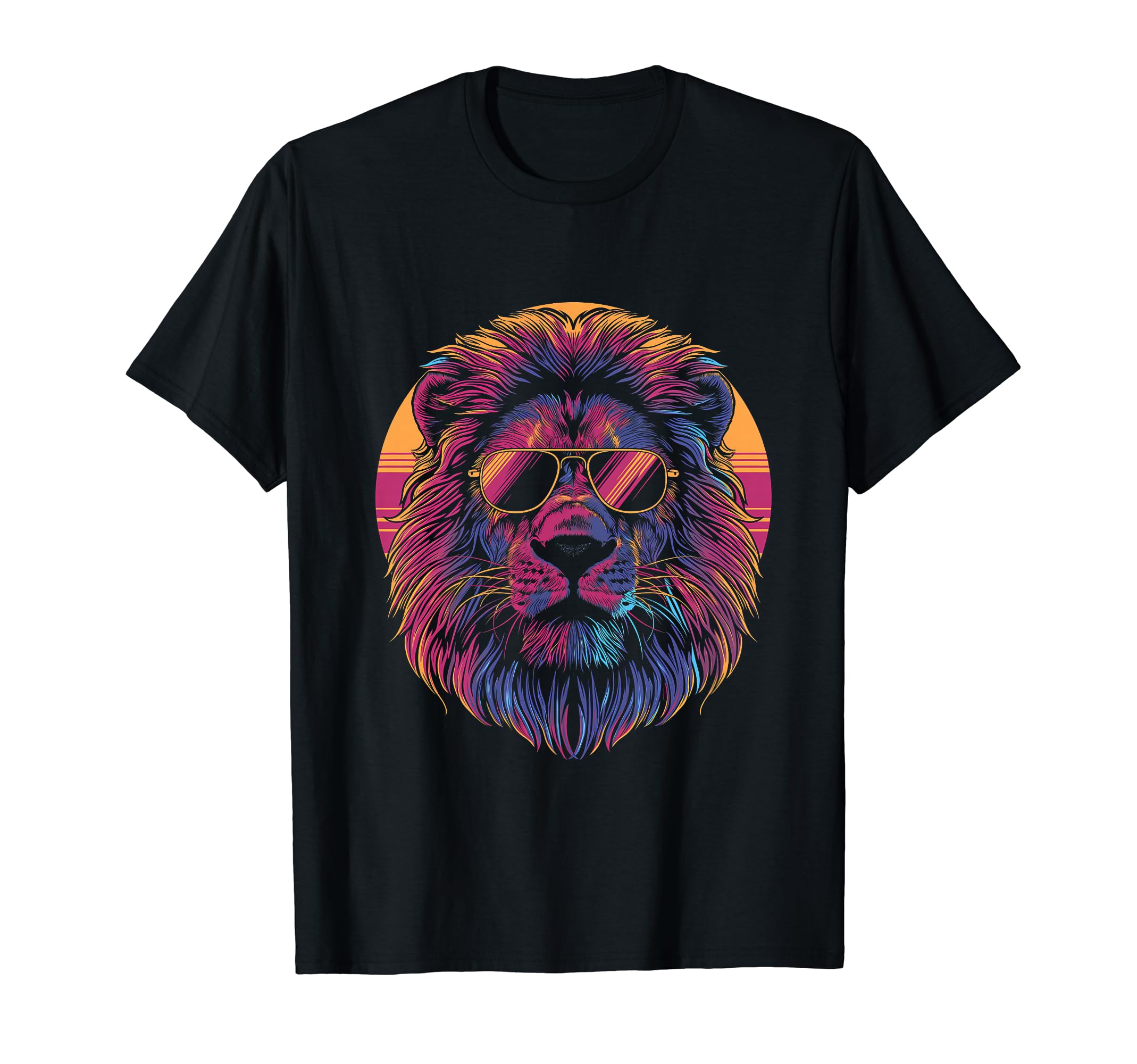 Lion Vaporwave Aesthetic Synthwave T-Shirt - Fun Novelty Design for Adults - T-Shirt, Sweatshirt, Hoodie