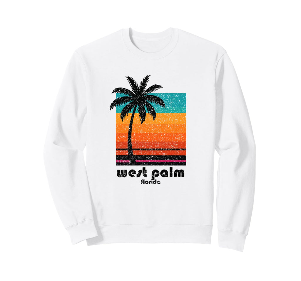 West Palm Florida Weathered Souvenir Sweatshirt - Unique Graphic for Adults - T-Shirt, Sweatshirt, Hoodie