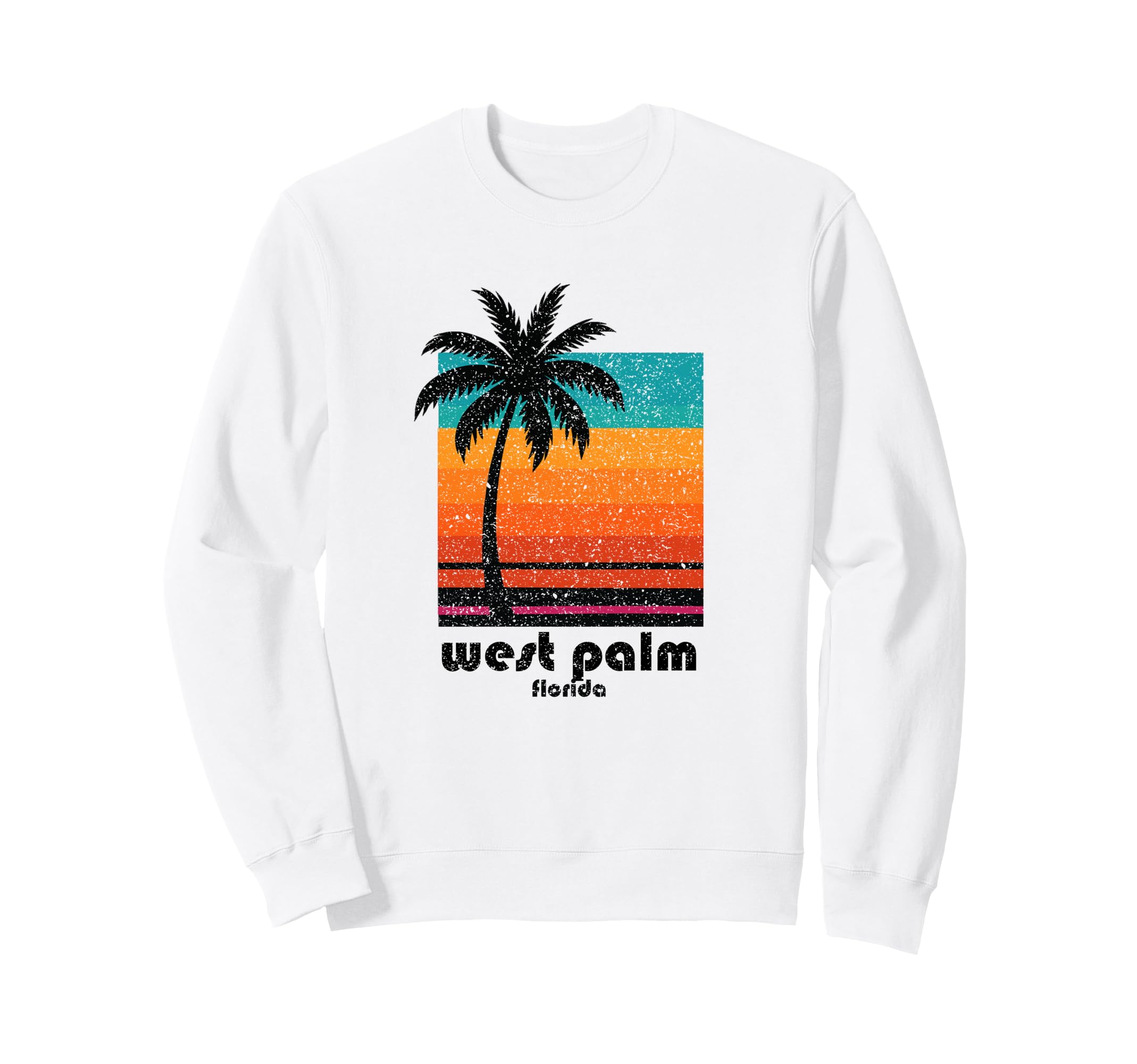 West Palm Florida Weathered Souvenir Sweatshirt - Unique Graphic for Adults - T-Shirt, Sweatshirt, Hoodie