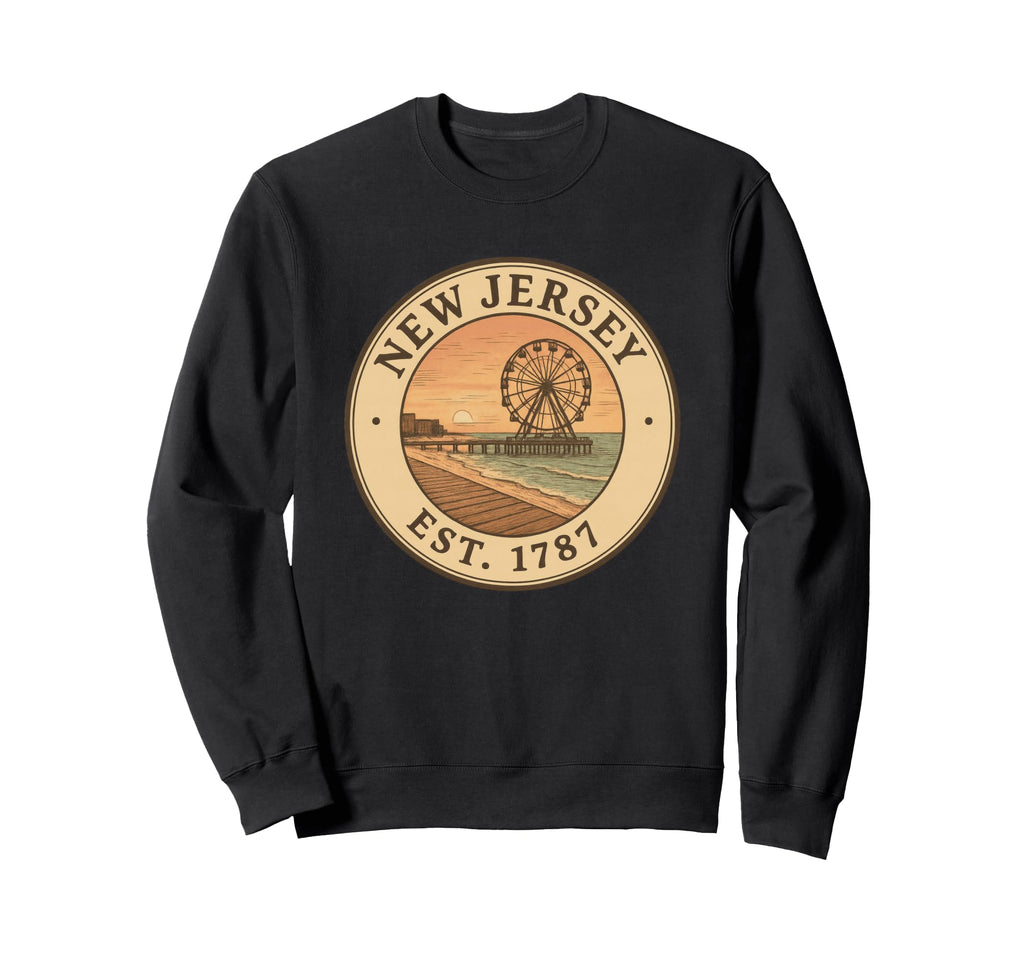 New Jersey Est 1787 Seaside Ferris Sweatshirt - Unique Graphic Men Women - T-Shirt, Sweatshirt, Hoodie