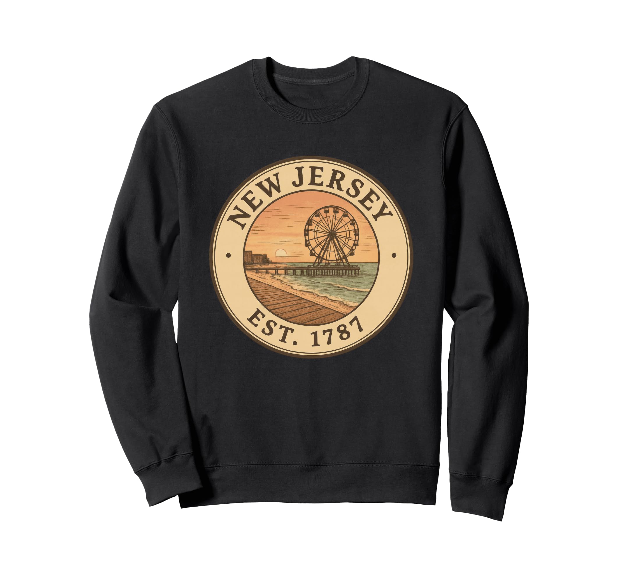 New Jersey Est 1787 Seaside Ferris Sweatshirt - Unique Graphic Men Women - T-Shirt, Sweatshirt, Hoodie