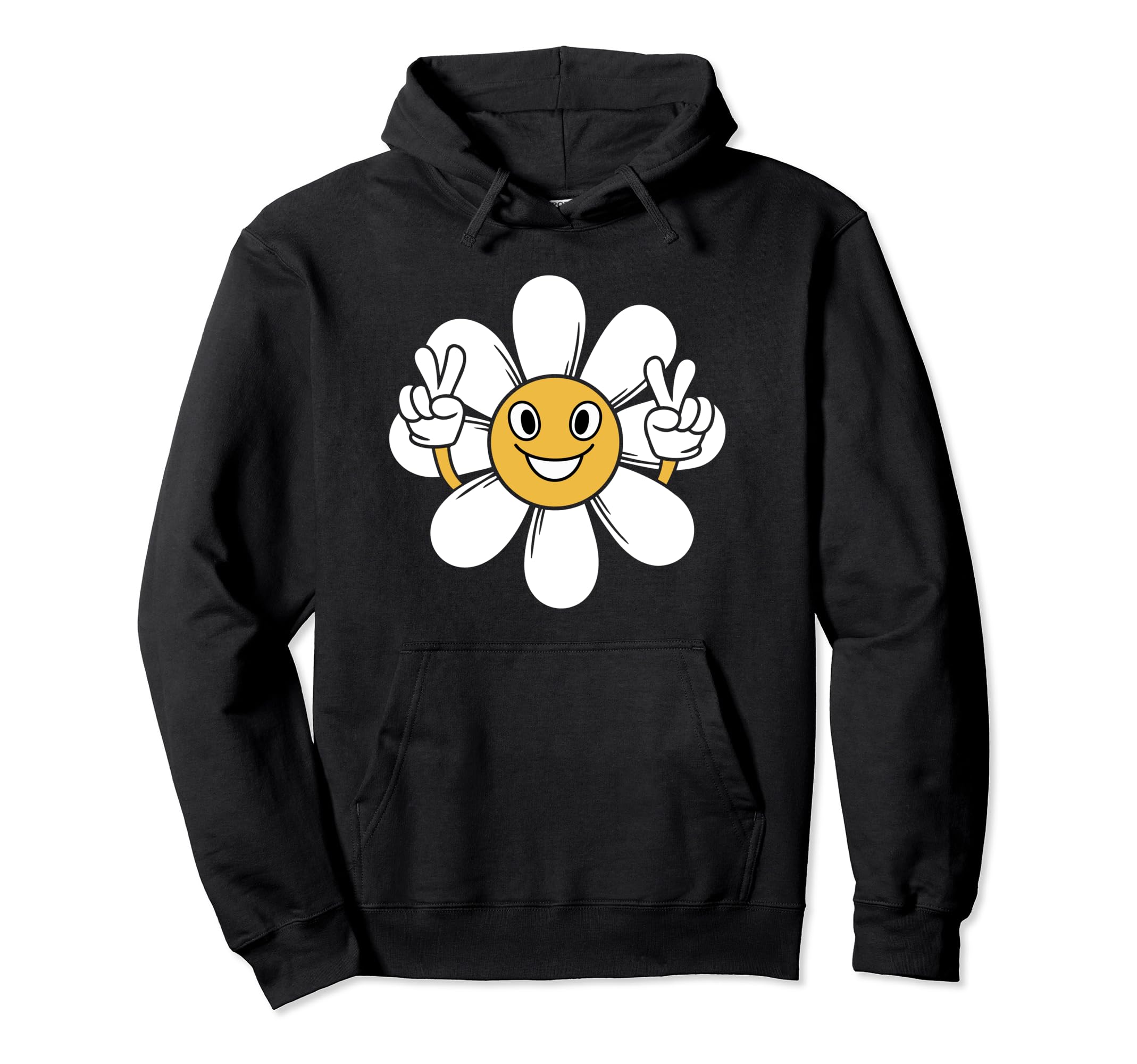 Happy Daisy Flower Yellow Smiling Face Hoodie - Graphic Print for Adults - T-Shirt, Sweatshirt, Hoodie