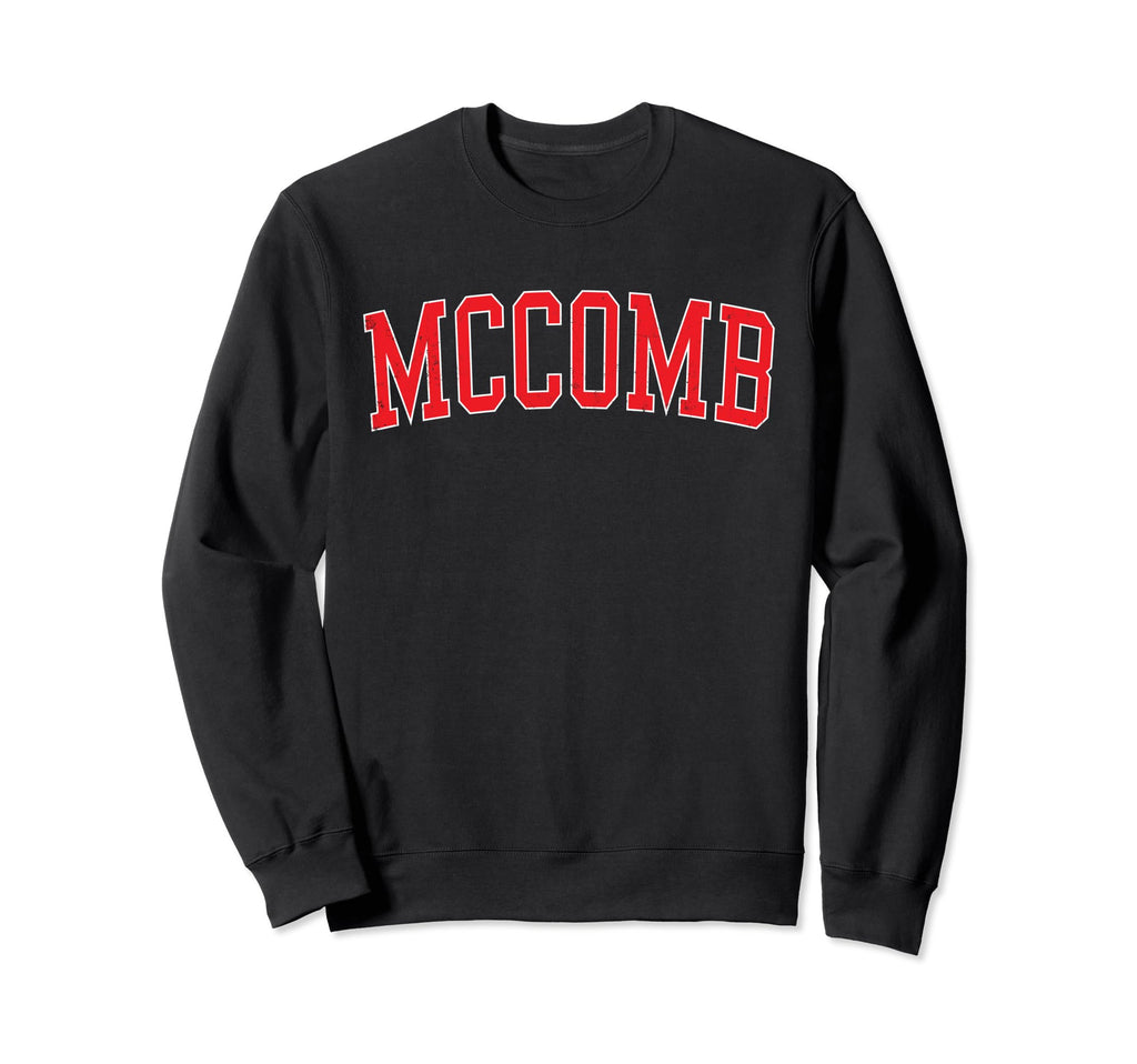 Mccomb Ms Distressed Red Varsity Sweatshirt - Graphic Print for Adults - T-Shirt, Sweatshirt, Hoodie