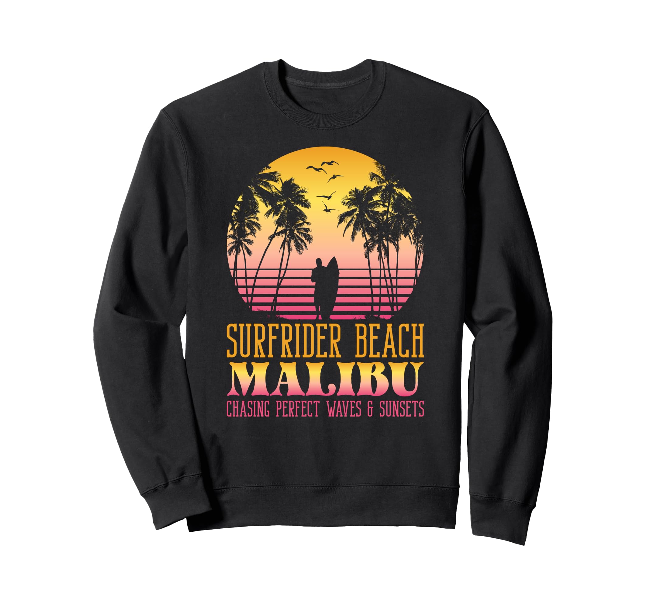 Waves Sunsets Surfrider Beach Malibu Sweatshirt - Graphic Print for Adults - T-Shirt, Sweatshirt, Hoodie