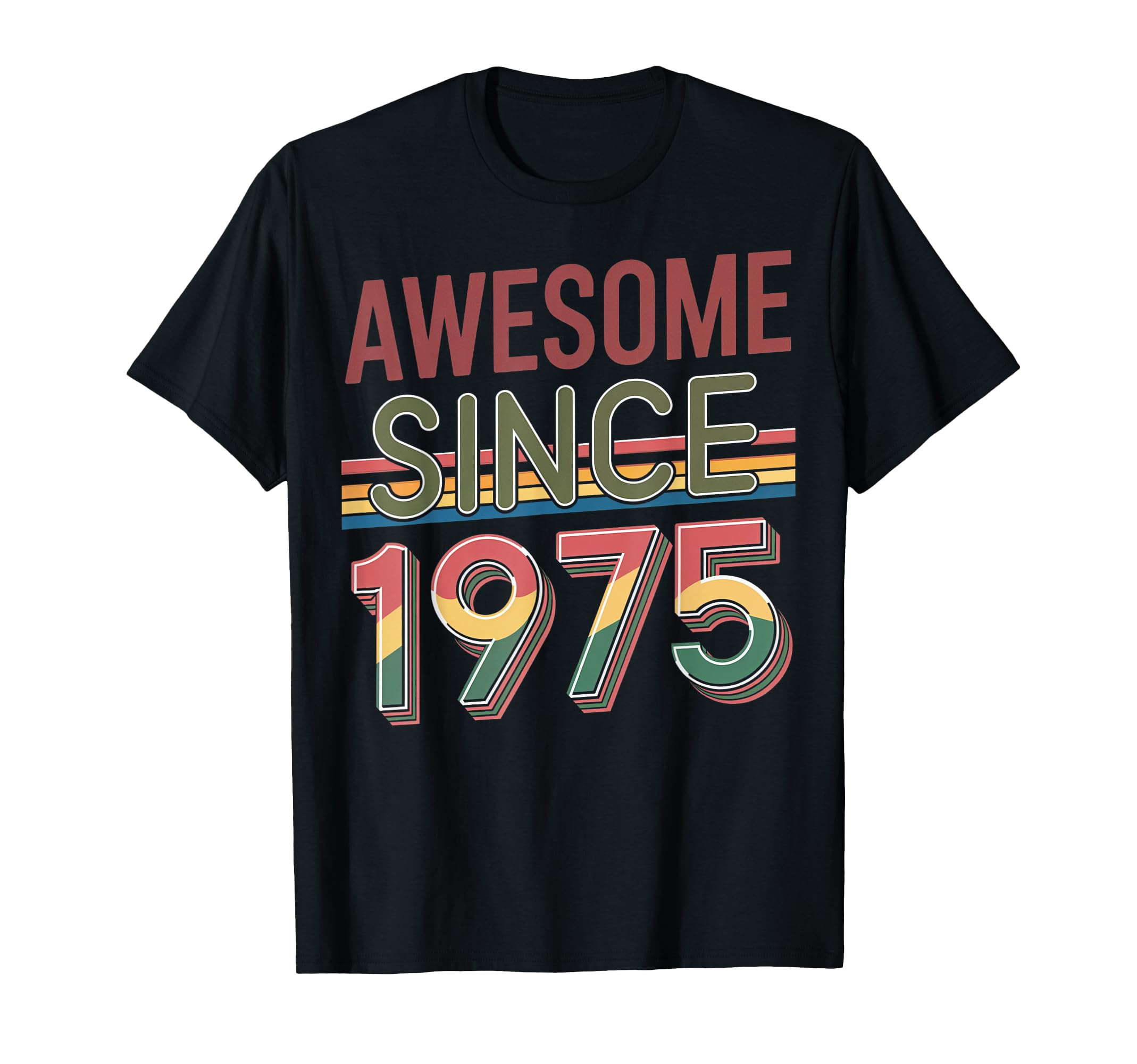 Awesome Since 1975 Rainbow Typography T-Shirt - Minimalist Print for Adults - T-Shirt, Sweatshirt, Hoodie