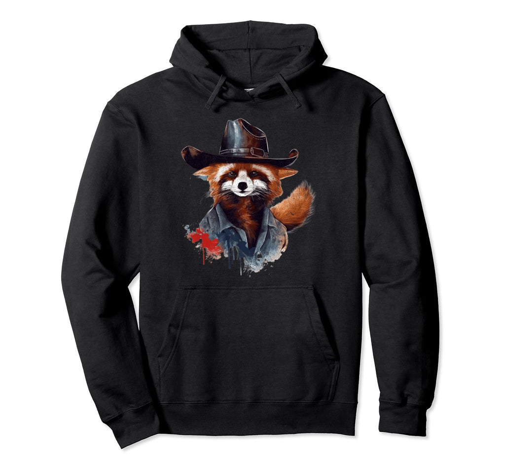 Red Panda Cowboy Hat Western Cowgirl Hoodie - Aesthetic Graphic for Adults - T-Shirt, Sweatshirt, Hoodie