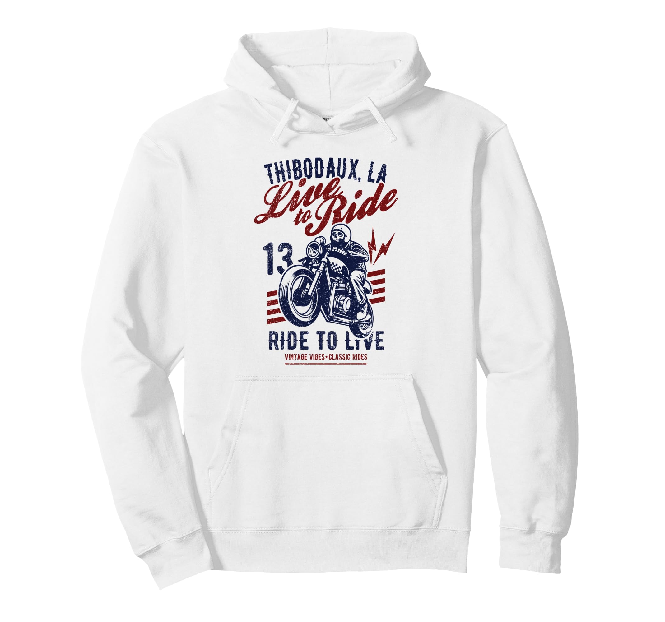 Thibodaux Louisiana Motorcycle Skull Hoodie - Novelty Apparel for Adults - T-Shirt, Sweatshirt, Hoodie