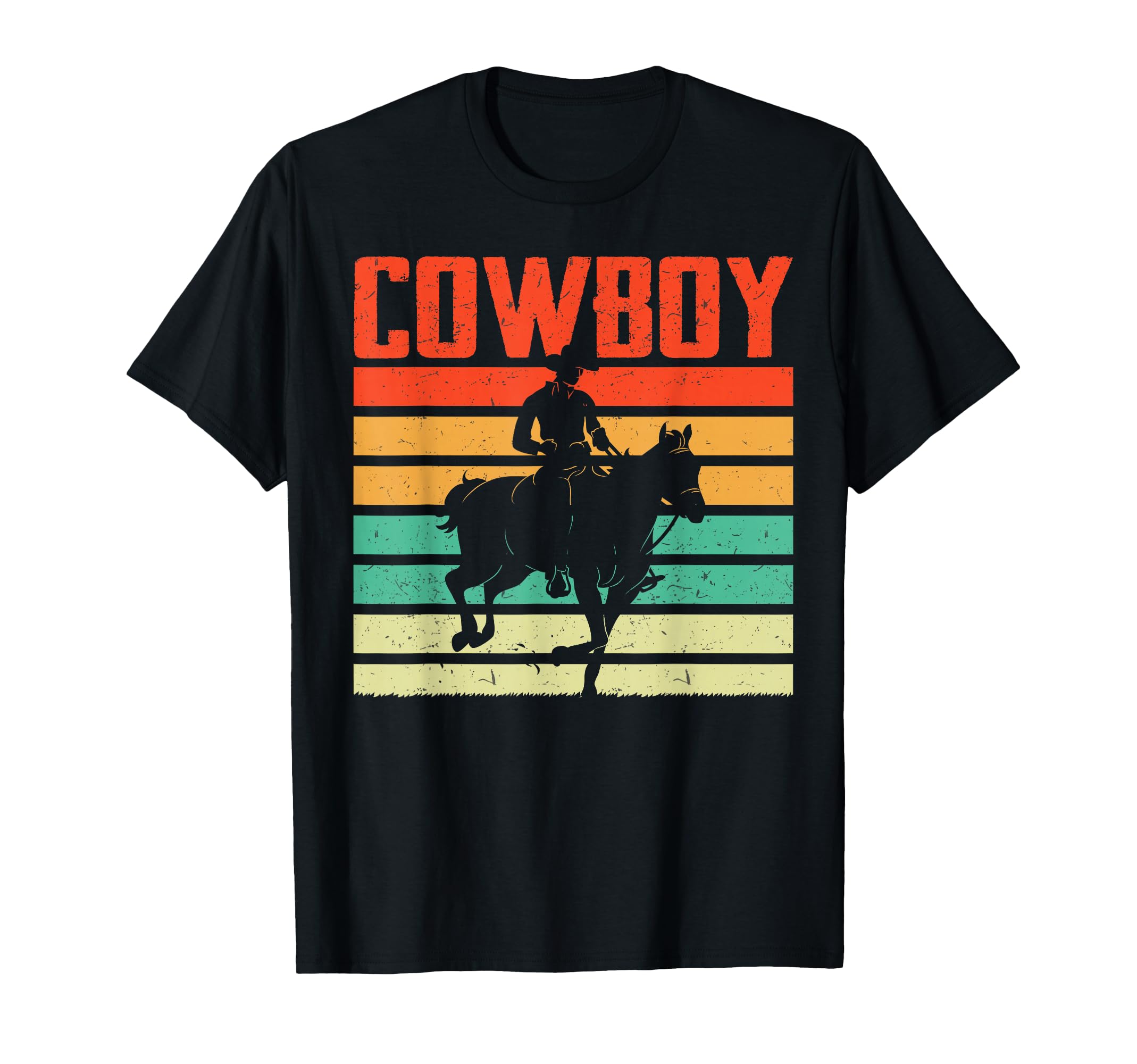 Cowboy Riding Horse Western Sunset T-Shirt - Trendy Graphic Men Women - T-Shirt, Sweatshirt, Hoodie