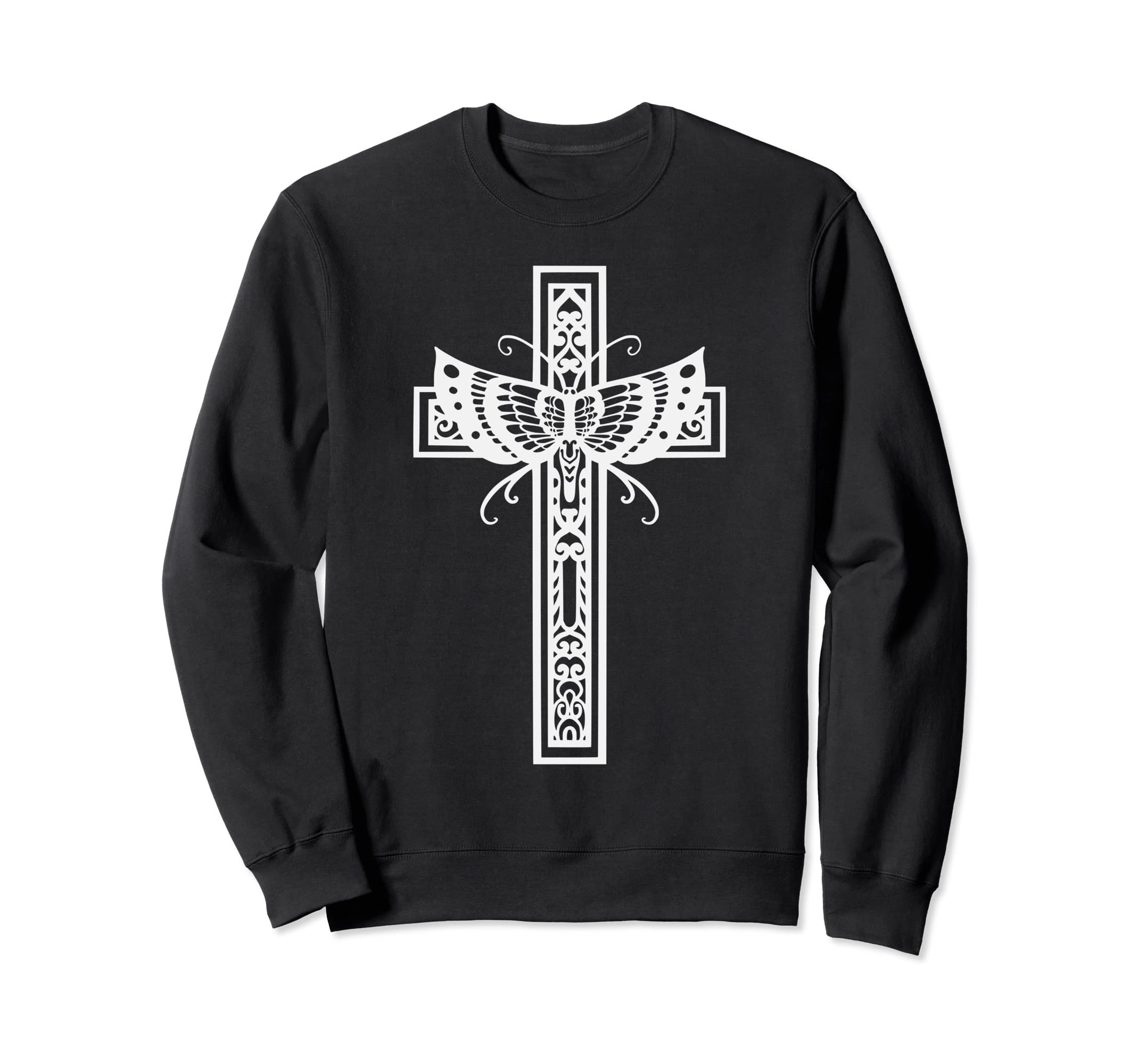 Sacred Cross Moth Goth Horror Antisocial Sweatshirt - Graphic Print Unisex - T-Shirt, Sweatshirt, Hoodie