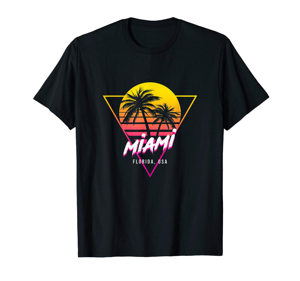 Miami Beach Florida Palm Trees 80S T-Shirt - Unique Graphic Men Women - T-Shirt, Sweatshirt, Hoodie