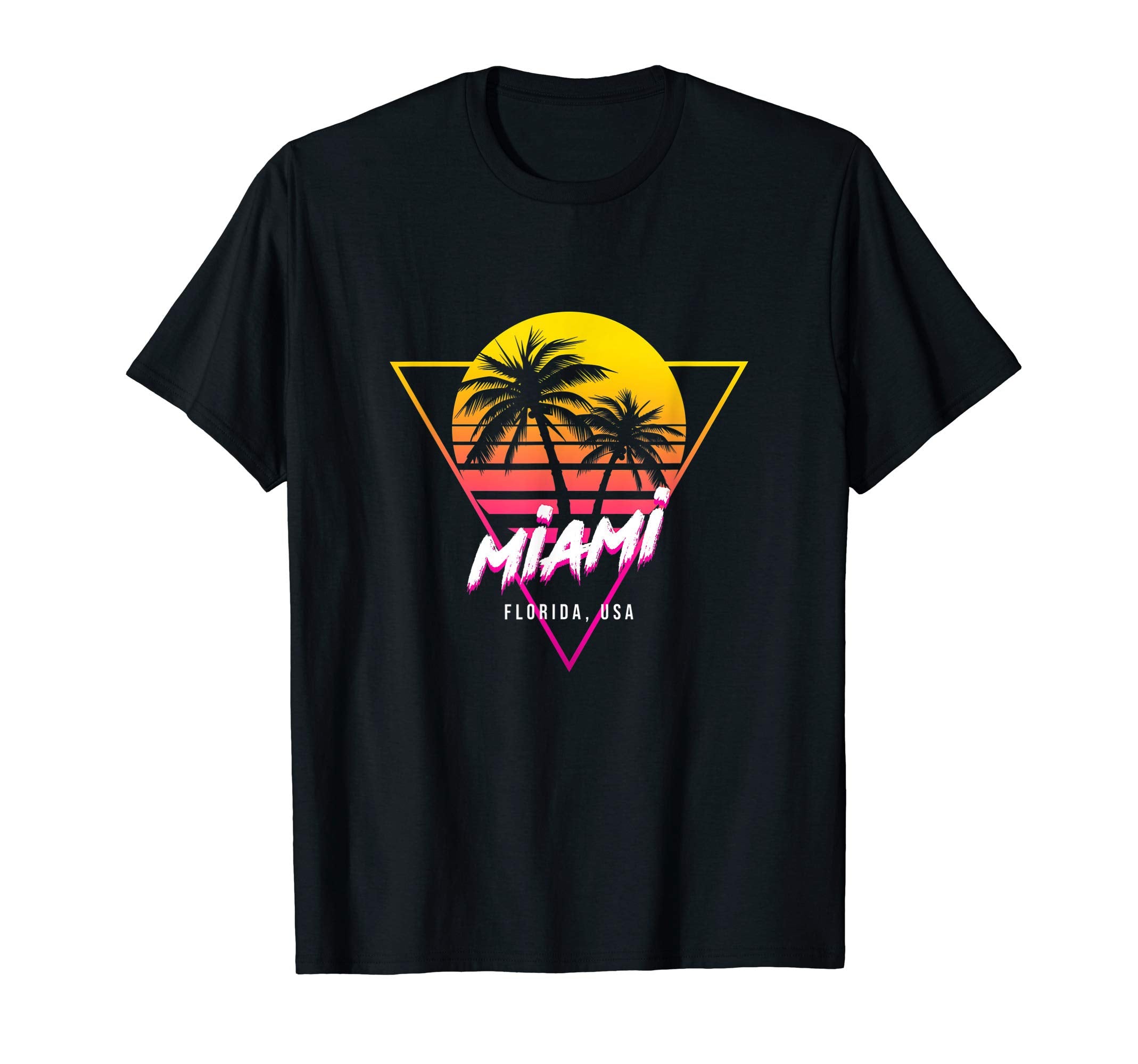 Miami Beach Florida Palm Trees 80S T-Shirt - Unique Graphic Men Women - T-Shirt, Sweatshirt, Hoodie
