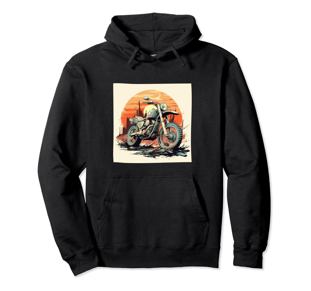 Motorcycle Distressed Sunset Hoodie - Fun Novelty Design Unisex - T-Shirt, Sweatshirt, Hoodie