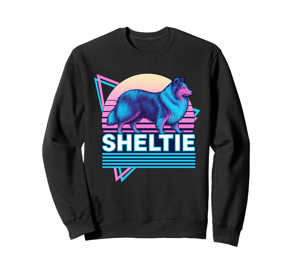 Shetland Sheepdog Synthwave Sweatshirt - Trendy Graphic Men Women - T-Shirt, Sweatshirt, Hoodie