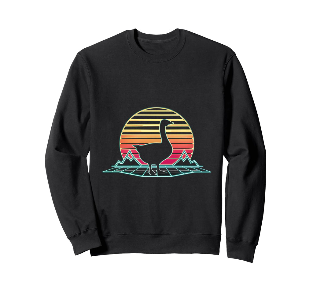 Goose Sunset Synthwave Animal Lover Art Sweatshirt - Trendy Graphic Unisex - T-Shirt, Sweatshirt, Hoodie