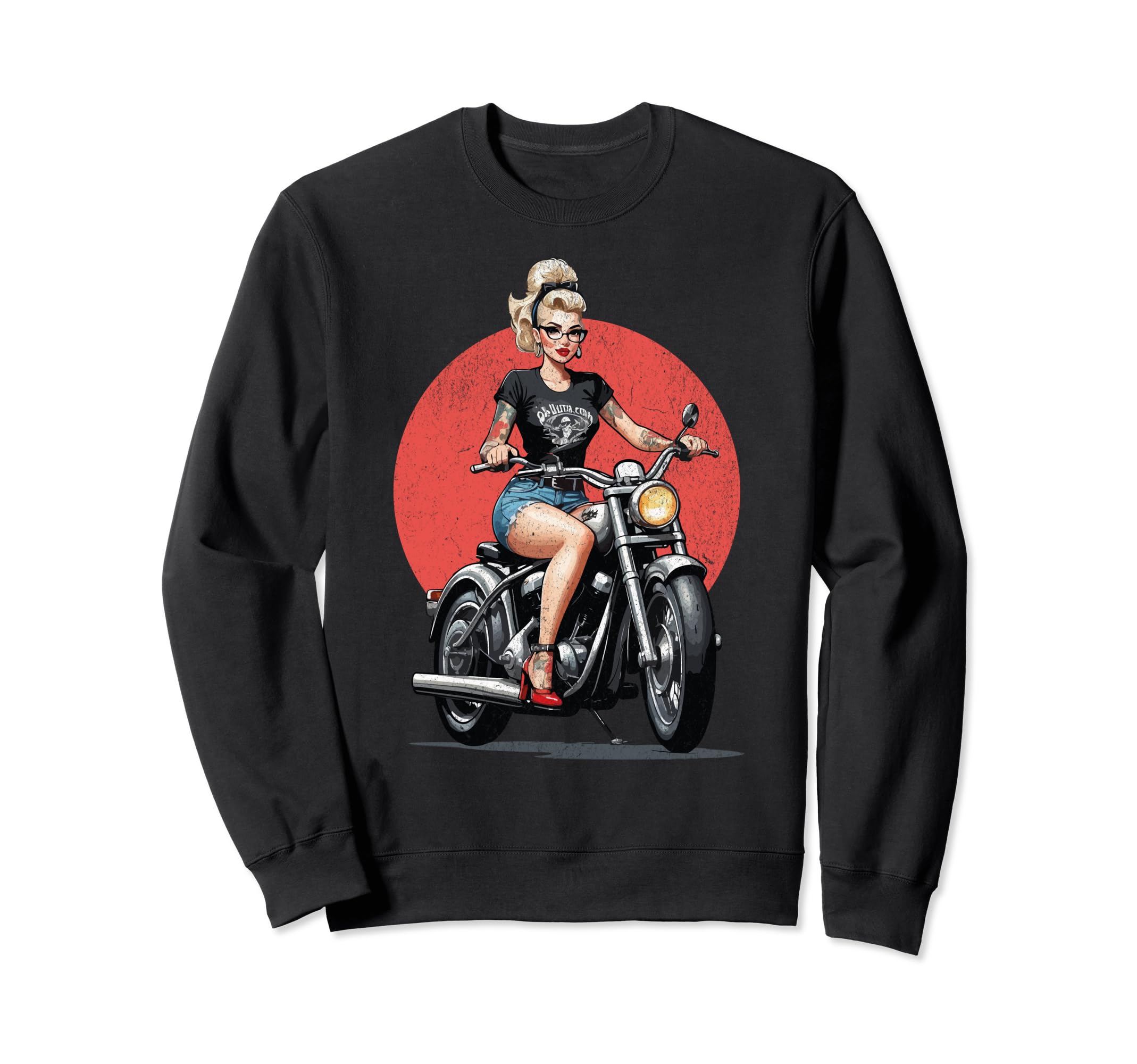 Pin Up Motorcycle Biker Car Sweatshirt - Graphic Print Unisex - T-Shirt, Sweatshirt, Hoodie
