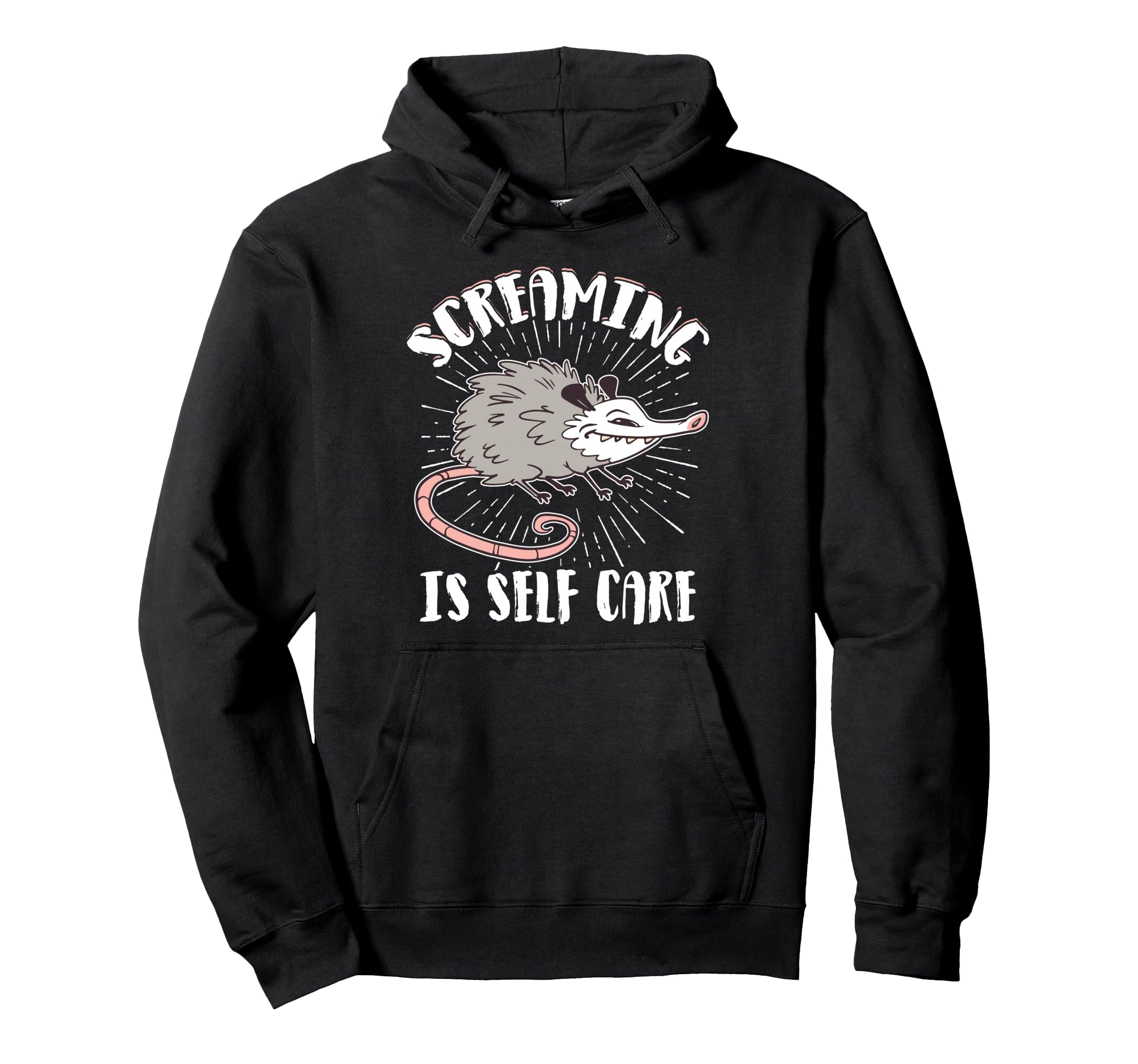 Opossum Therapeutic Screaming Stress Hoodie - Unique Graphic Men Women - T-Shirt, Sweatshirt, Hoodie