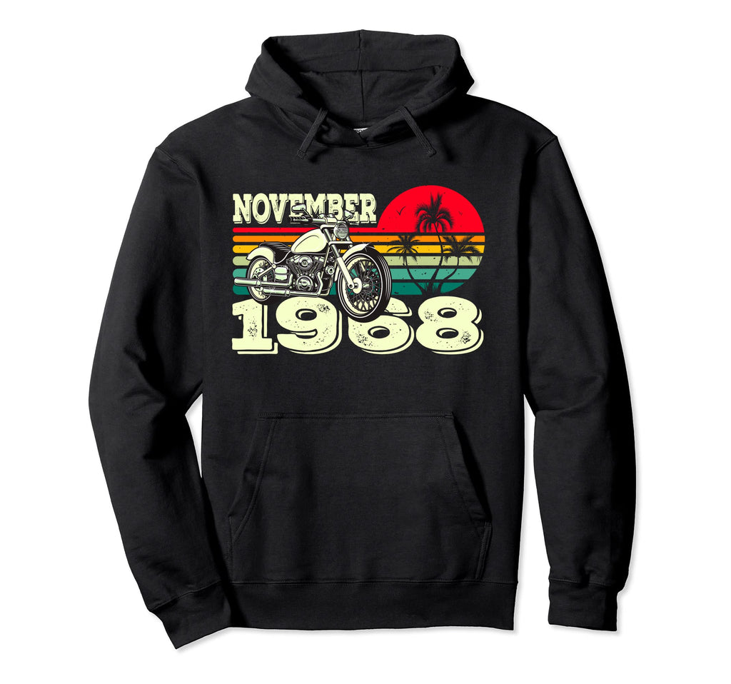 68S Gift Motorcycle Sunset November Hoodie - Fun Novelty Design for Adults - T-Shirt, Sweatshirt, Hoodie