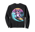 Surfing Cat 80S Synthwave Summer Sweatshirt - Aesthetic Graphic Men Women - T-Shirt, Sweatshirt, Hoodie
