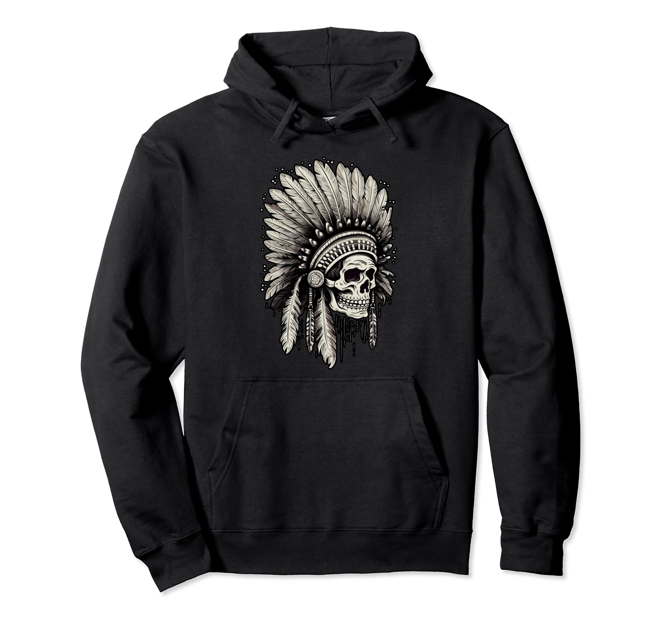 Skull Chief Native Indian Eagle Hoodie - Unique Graphic Men Women - T-Shirt, Sweatshirt, Hoodie