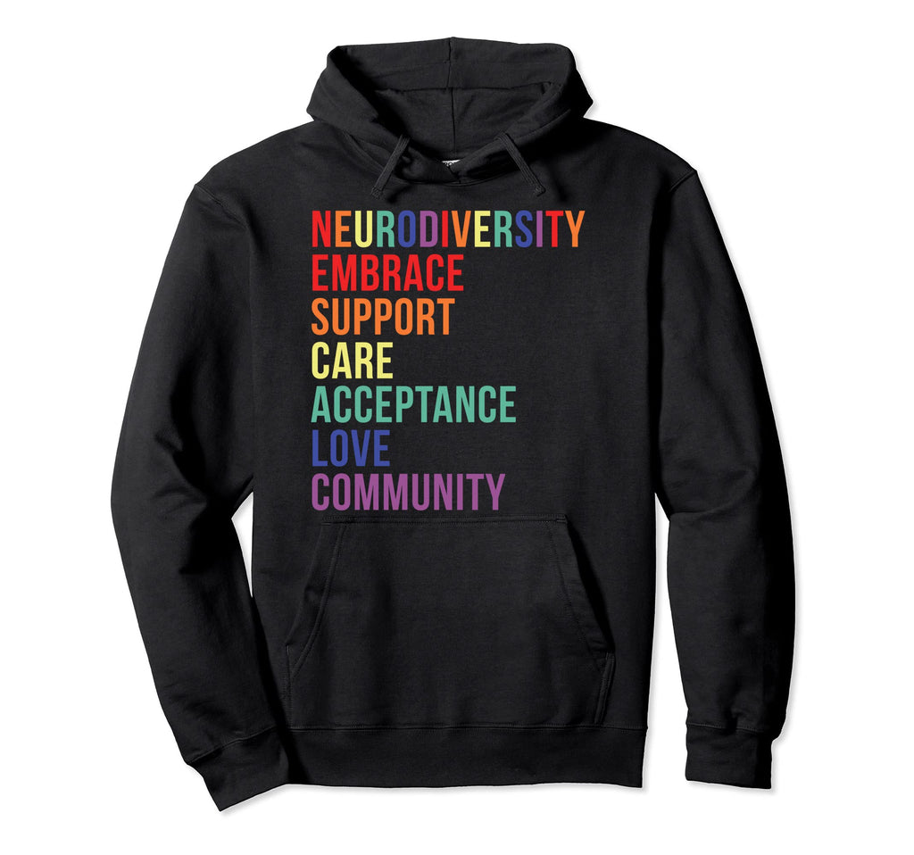 Embrace Support Neurodiversity Brain Hoodie - Unique Graphic for Adults - T-Shirt, Sweatshirt, Hoodie
