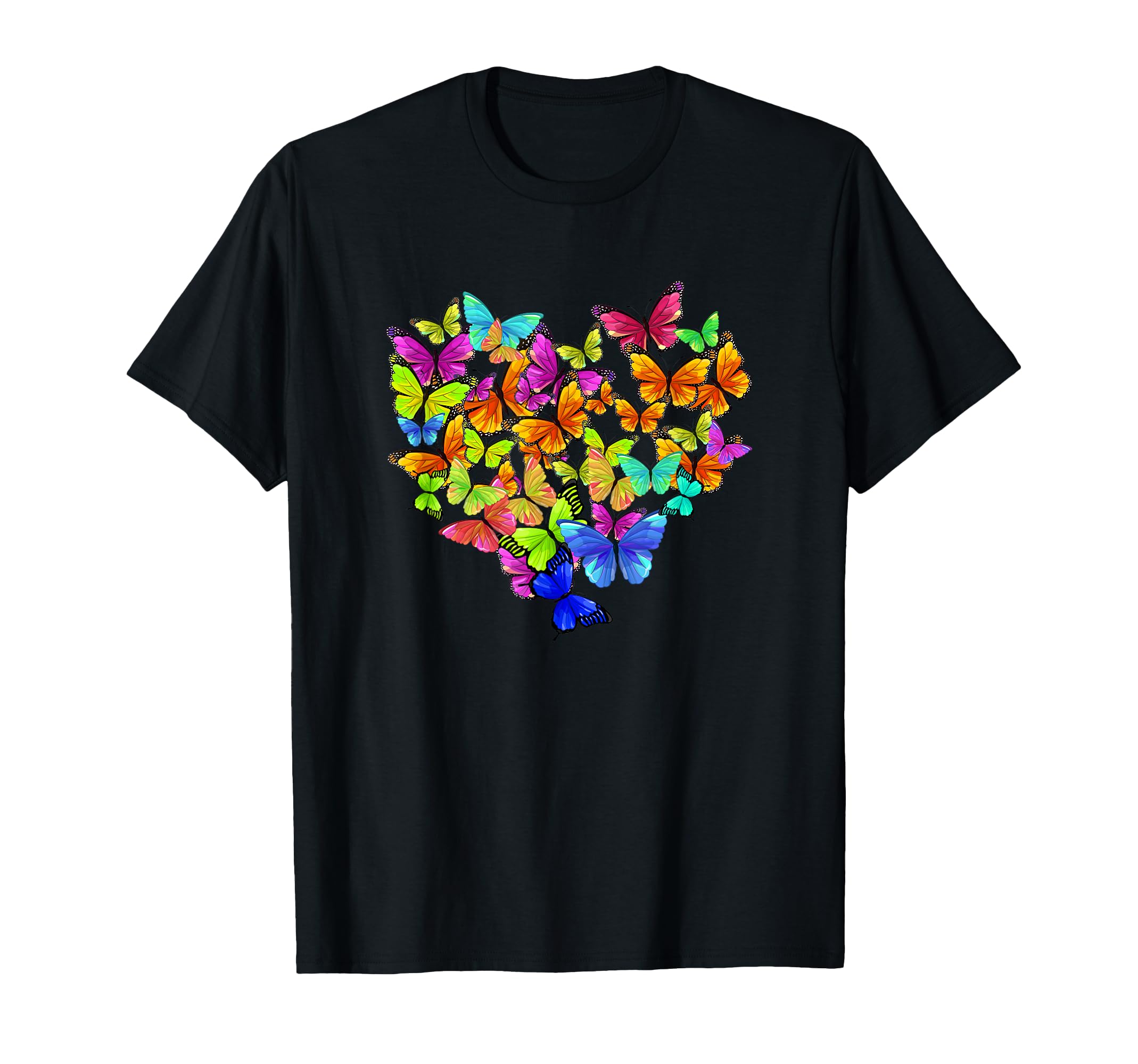 Colorful Butterfly Heart Rainbow T-Shirt - Casual Everyday Wear for Adults - T-Shirt, Sweatshirt, Hoodie