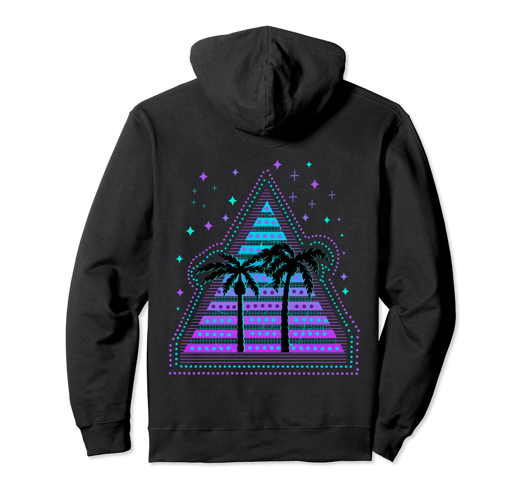80S Vaporwave Summer And Palm Trees Hoodie - Custom Art Print Unisex - T-Shirt, Sweatshirt, Hoodie