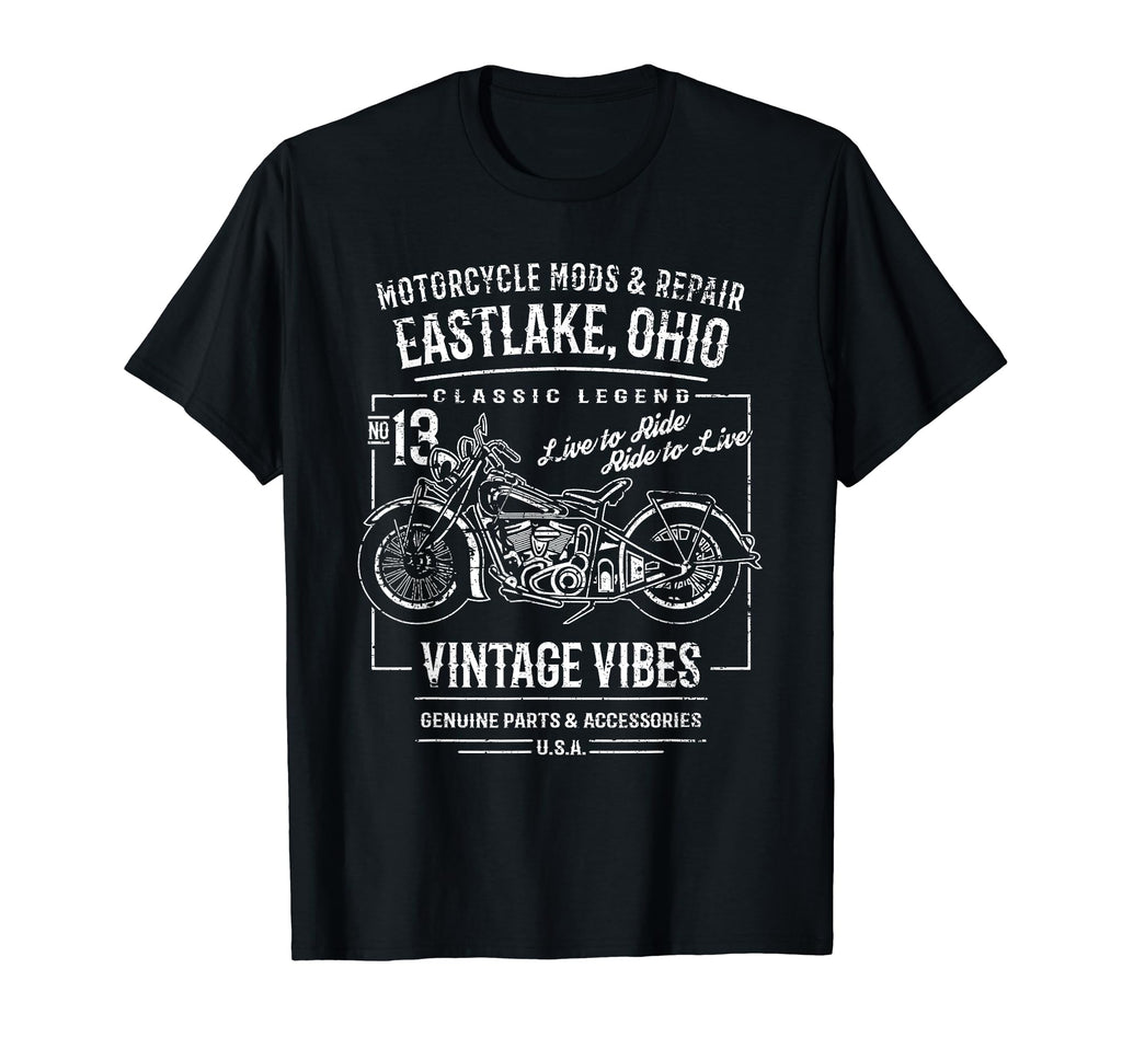 Eastlake Oh Usa Distressed Motorcycle T-Shirt - Novelty Apparel for Adults - T-Shirt, Sweatshirt, Hoodie