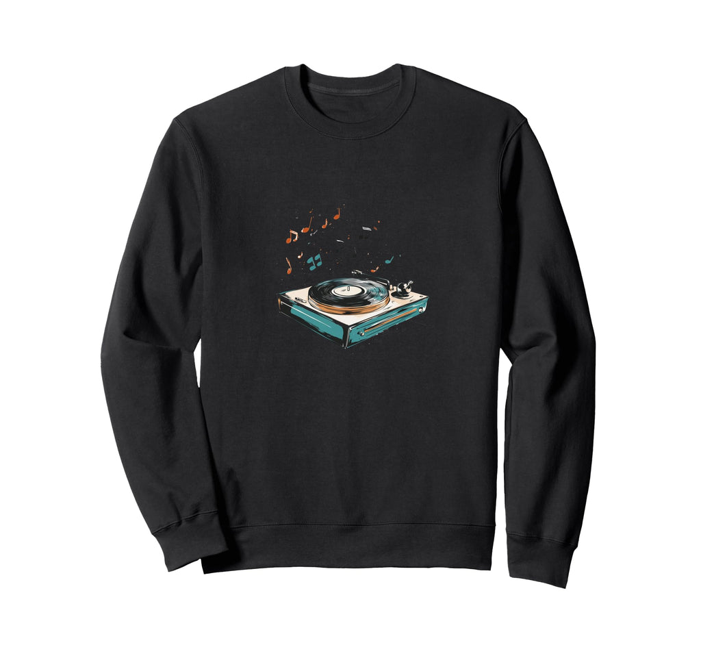 Vinyl Record Player Musical Notes Sweatshirt - Aesthetic Graphic Men Women - T-Shirt, Sweatshirt, Hoodie