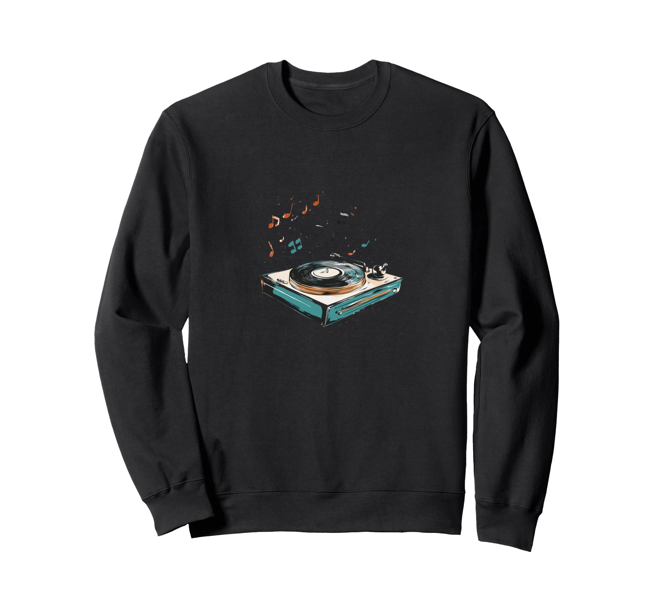 Vinyl Record Player Musical Notes Sweatshirt - Aesthetic Graphic Men Women - T-Shirt, Sweatshirt, Hoodie