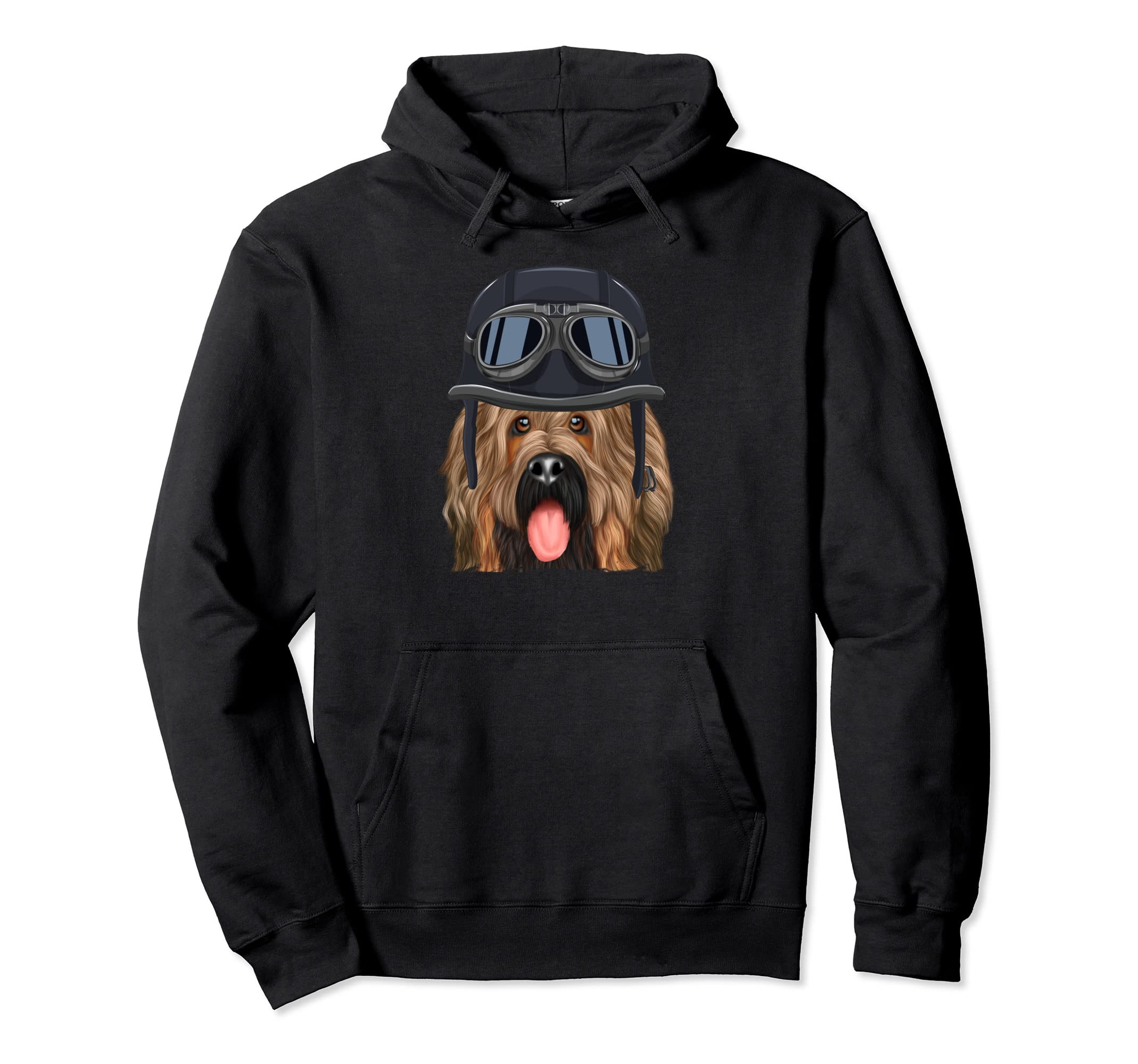 Funny Motorcycle Helmet Briard Hoodie - Minimalist Print for Adults - T-Shirt, Sweatshirt, Hoodie