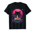 Synthwave Cat Ramen Anime Noodle T-Shirt - Aesthetic Graphic Men Women - T-Shirt, Sweatshirt, Hoodie