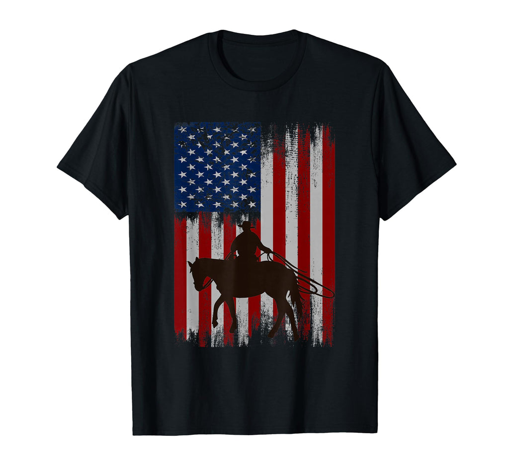 Usa Flag Cowboy Silhouette Horse T-Shirt - Fun Novelty Design Men Women - T-Shirt, Sweatshirt, Hoodie