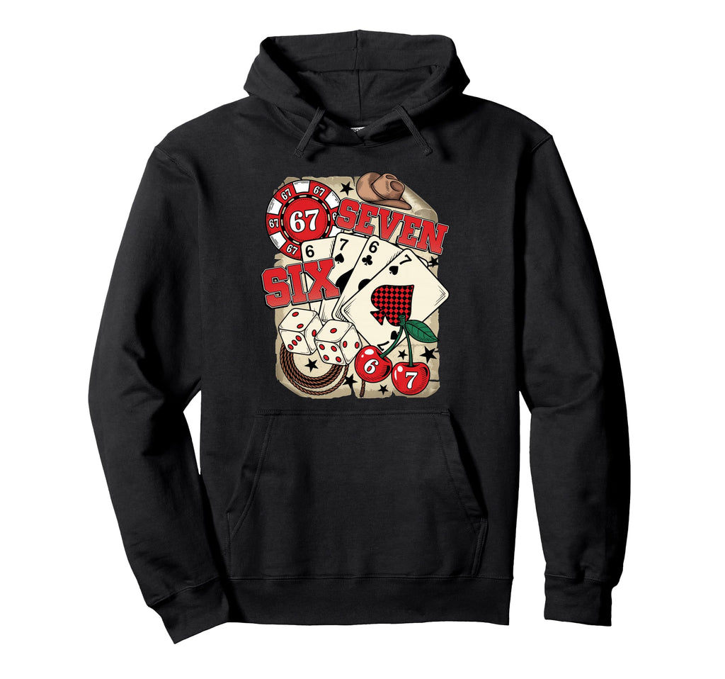 Funny 67 Six Seven Meme Poker Cherries Hoodie - Trendy Graphic Men Women - T-Shirt, Sweatshirt, Hoodie