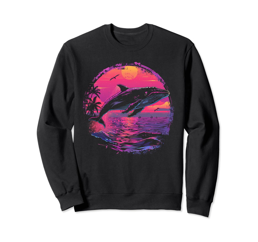 Whale Vaporwave Aesthetic Sweatshirt - Fun Novelty Design for Adults - T-Shirt, Sweatshirt, Hoodie