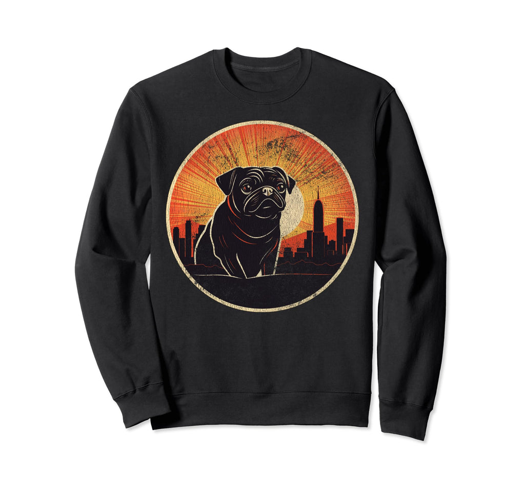 Pug Dog 60S 70S 80S 90S Mom Dad Sweatshirt - Fun Novelty Design for Adults - T-Shirt, Sweatshirt, Hoodie