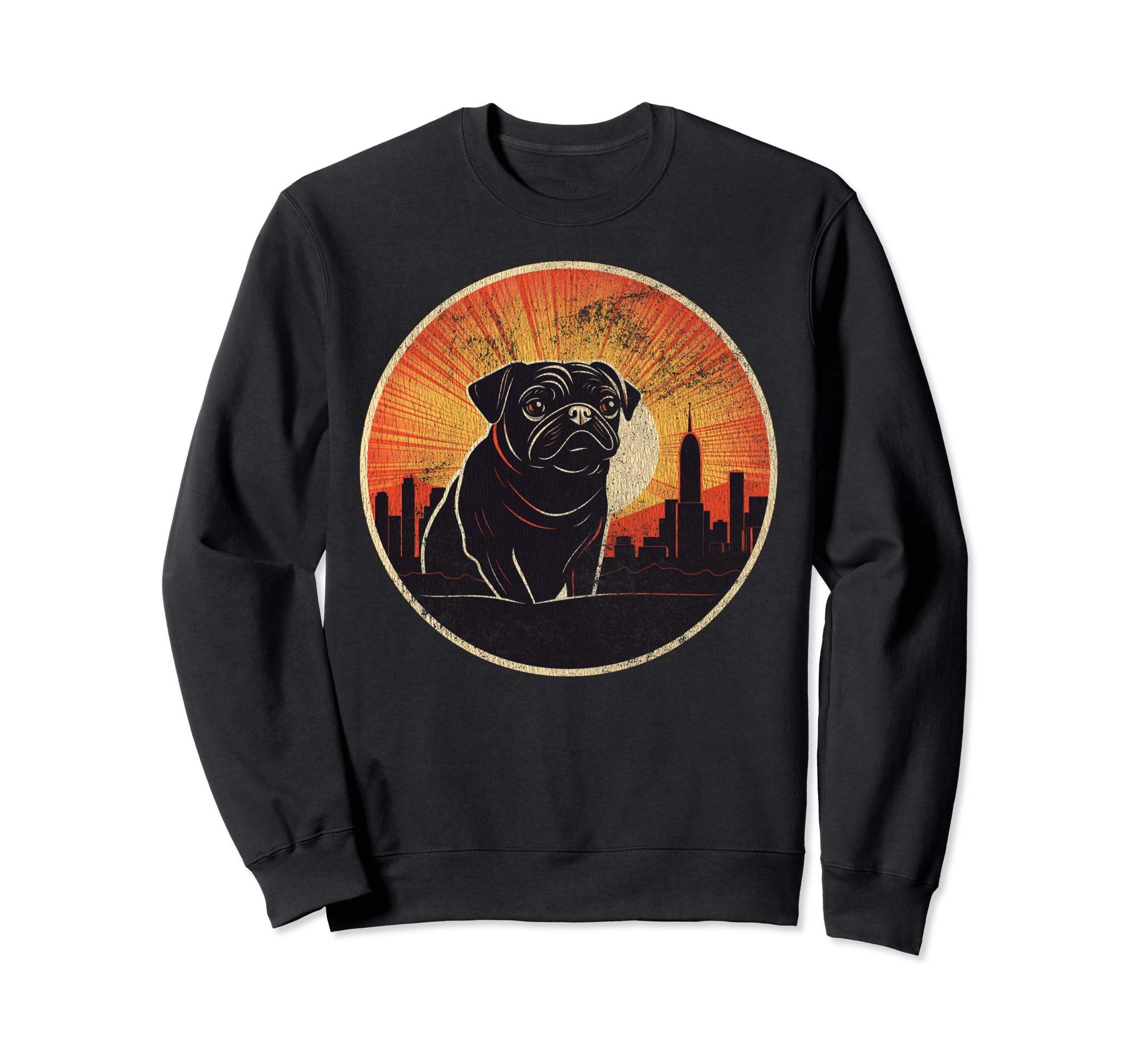 Pug Dog 60S 70S 80S 90S Mom Dad Sweatshirt - Fun Novelty Design for Adults - T-Shirt, Sweatshirt, Hoodie