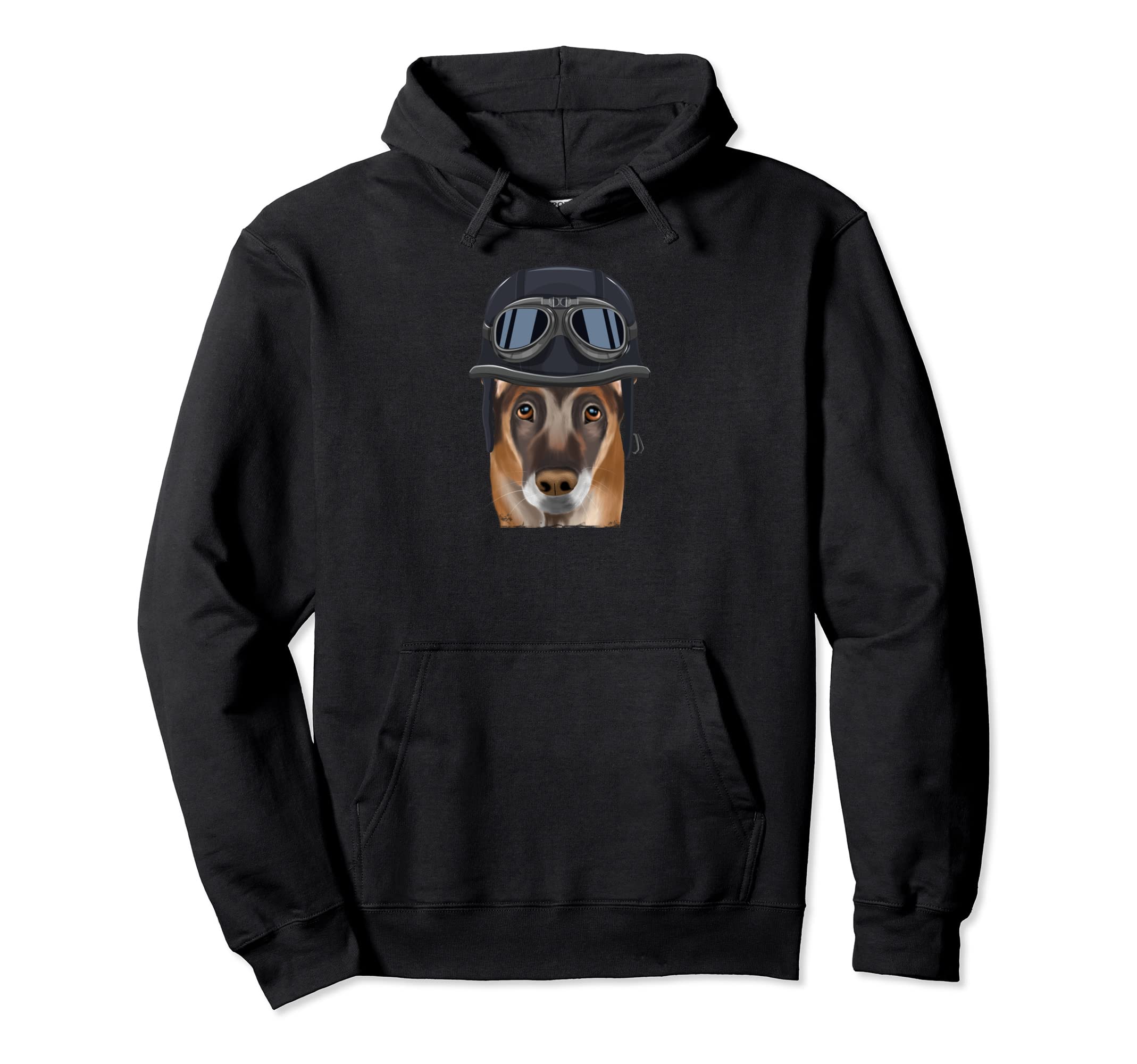Funny Motorcycle Helmet Belgian Malinoi Hoodie - Graphic Print for Adults - T-Shirt, Sweatshirt, Hoodie