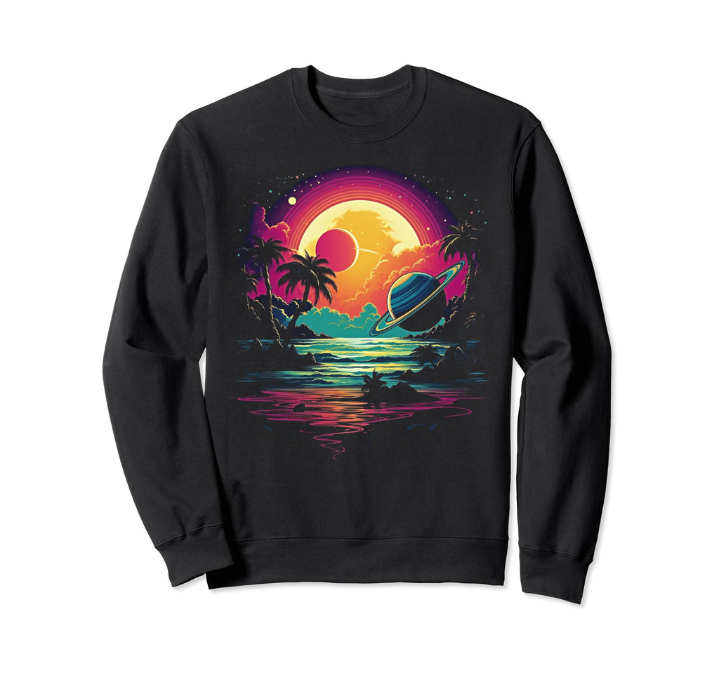 Vaporwave Solar System 80S Sweatshirt - Novelty Apparel for Adults - T-Shirt, Sweatshirt, Hoodie