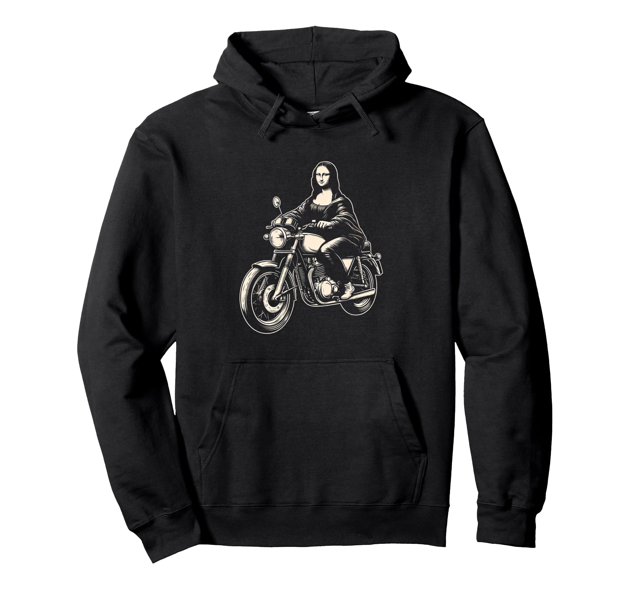 Mona Lisa Motorcycle Hoodie - Unique Graphic Men Women - T-Shirt, Sweatshirt, Hoodie