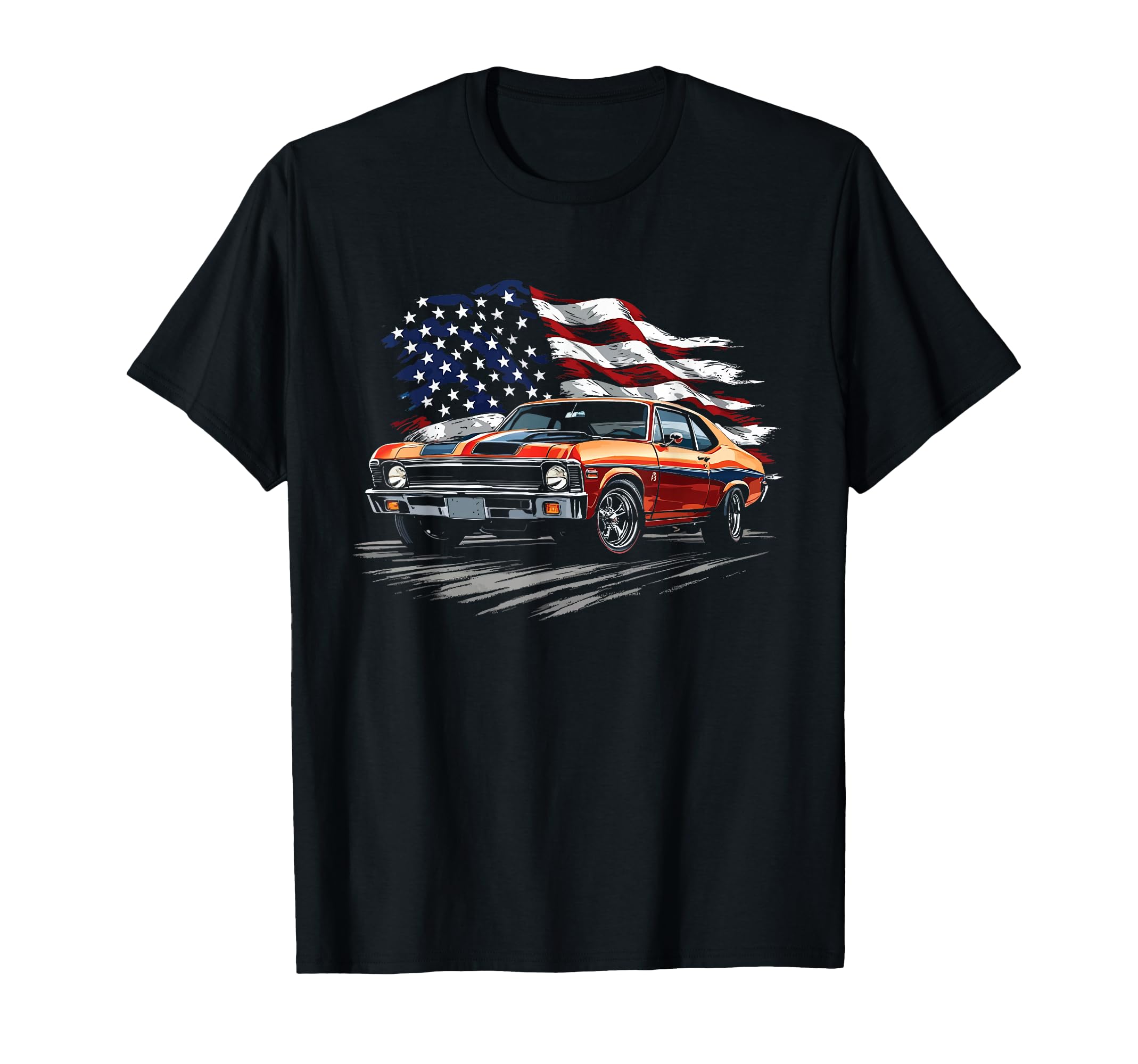 1968 1972 Nova Ss Muscle Car Patriotic T-Shirt - Unique Graphic Men Women - T-Shirt, Sweatshirt, Hoodie