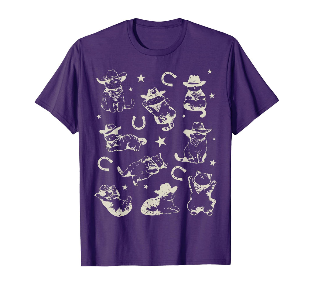90S Cowboy Cats Horseshoe Kittens T-Shirt - Fun Novelty Design for Adults - T-Shirt, Sweatshirt, Hoodie